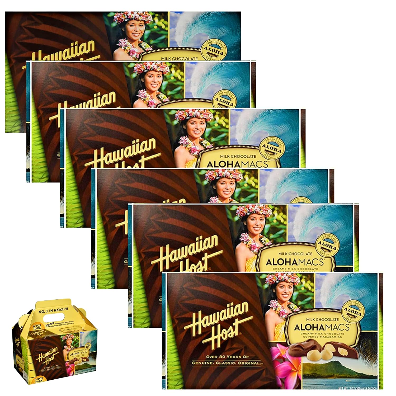 Hawaiian Host Aloha Macs Milk Chocolate Macadamia Nuts (6 ounce box, 12 pieces) (1 Box)