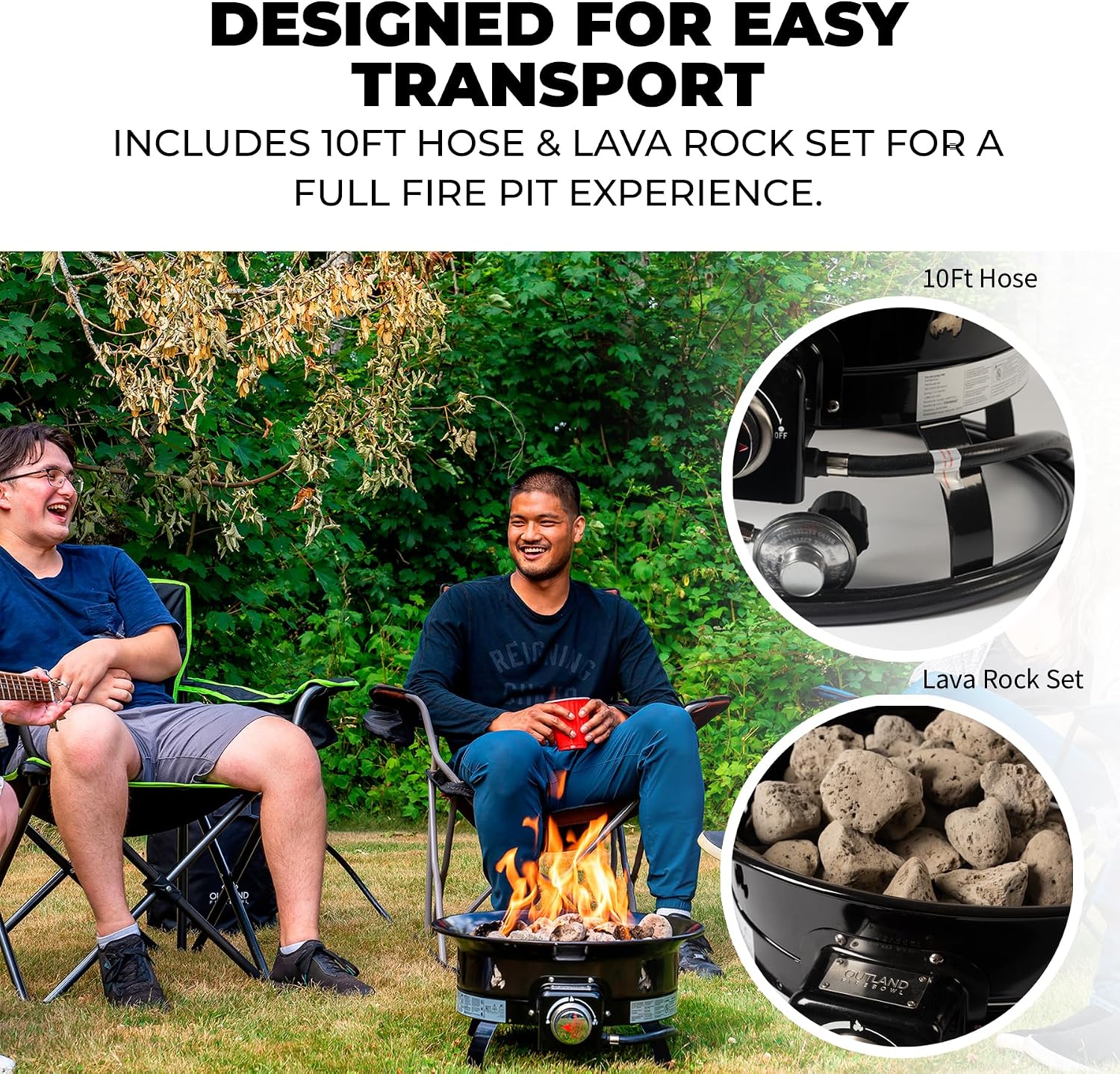 Outland Living Portable Propane Fire Pit, 19-inch, 58, 000 BTU Smokeless Gas Firebowl | Perfect for Camping, Patio, Backyard, Tailgating, Deck