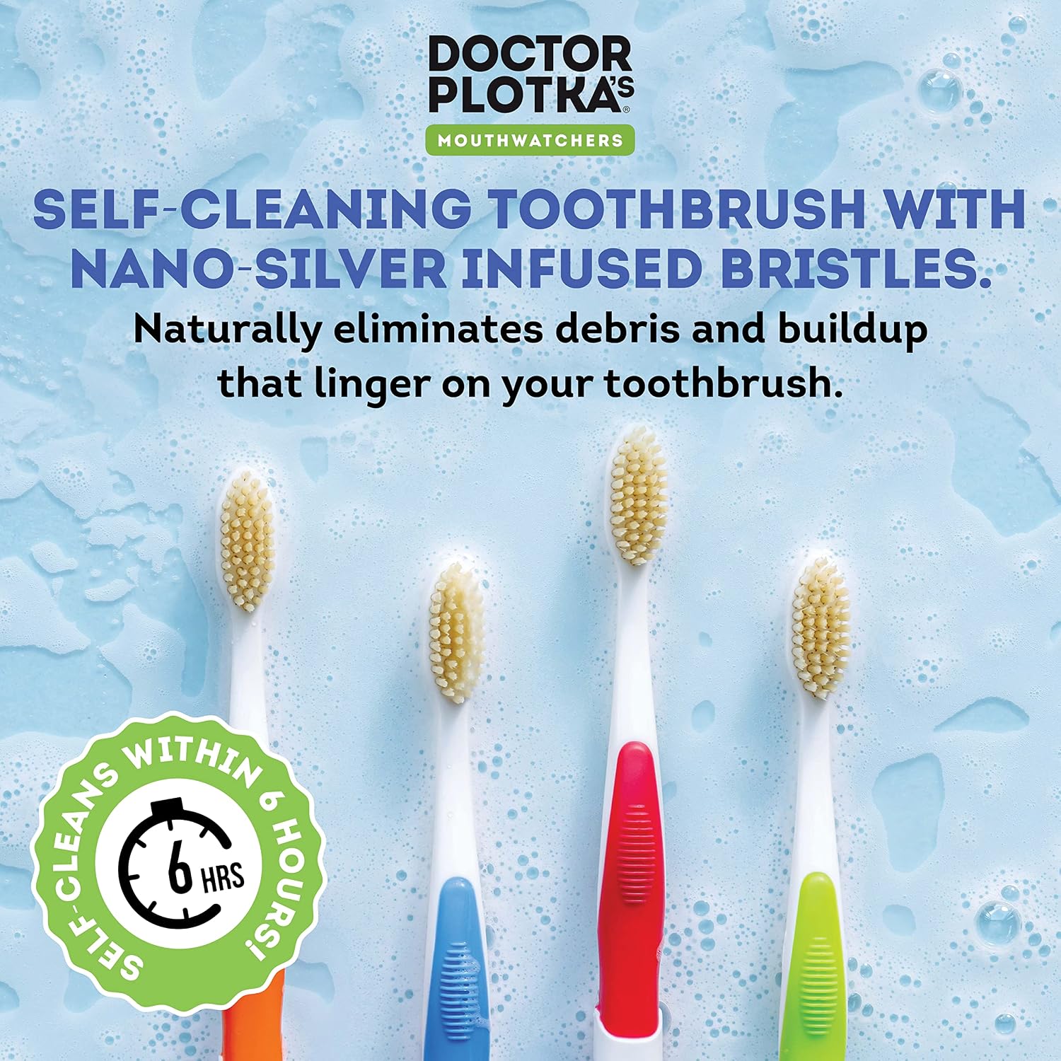 MOUTHWATCHERS Soft Flossing Toothbrushes for Adults, Value 6 Pack, Ultra Clean Manual Toothbrush Set for Sensitive Teeth & Gums, by Dr. Plotka