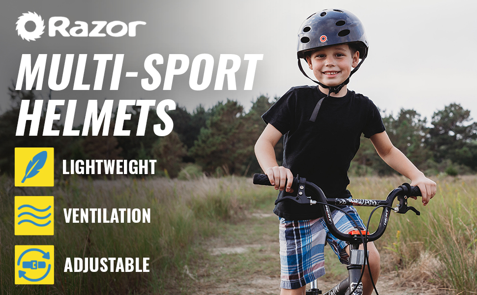 The Razor Child Multi-Sport Helmet is available in various exciting colors to suit your childs style