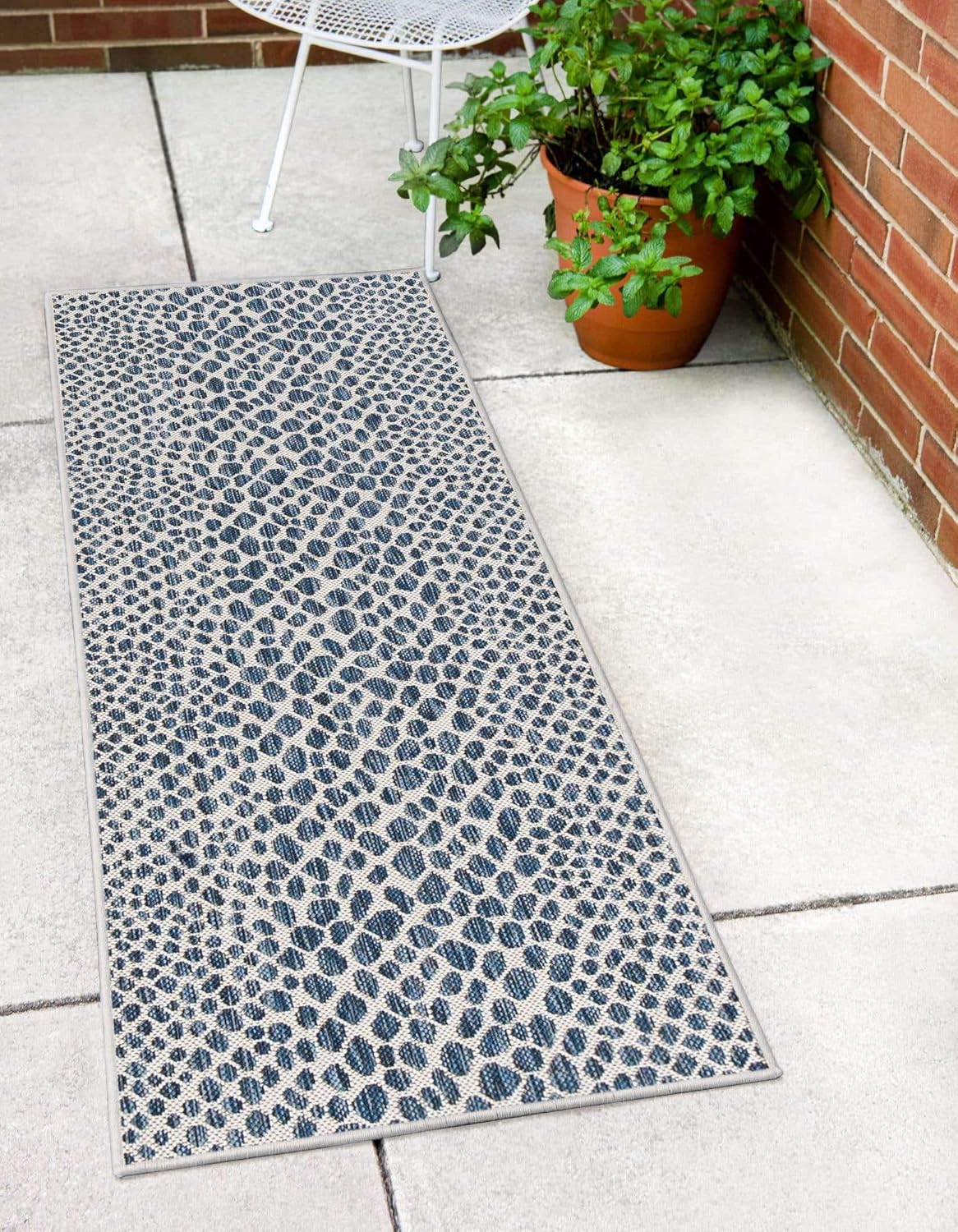 Unique Loom Outdoor Collection Area Rug - Cape Town (9' x 12' Rectangle, Blue/Ivory)