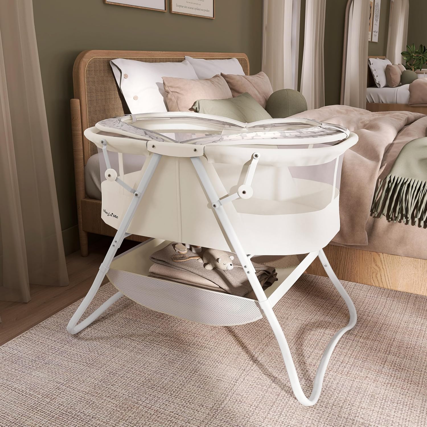 Dream On Me Karley Bassinet in Grey and Pink
