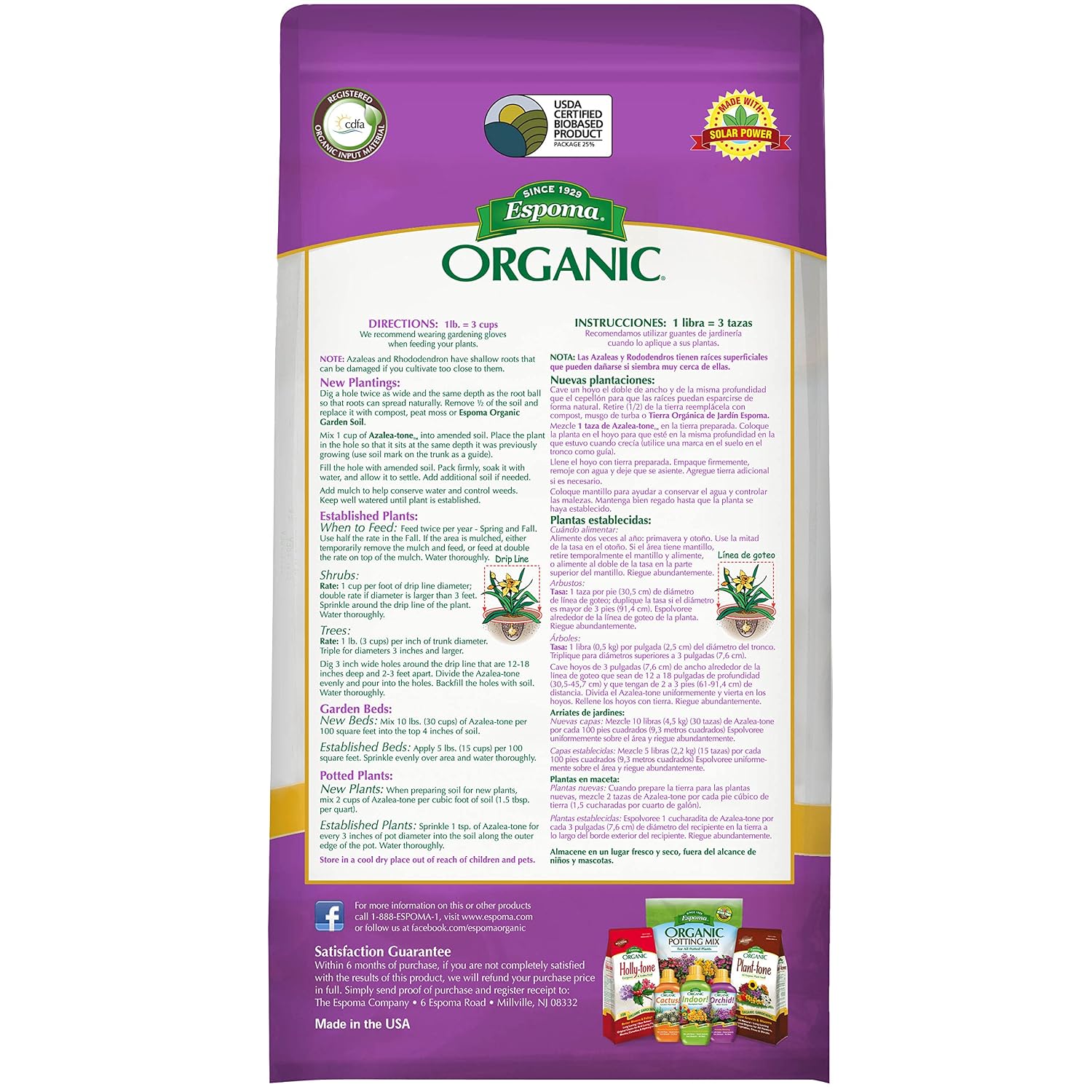 Espoma Organic Azalea-Tone 4-3-4 Natural & Organic Fertilizer and Plant Food for All Flowering Evergreen Shrubs. 4 lb. Bag. Use for Planting &