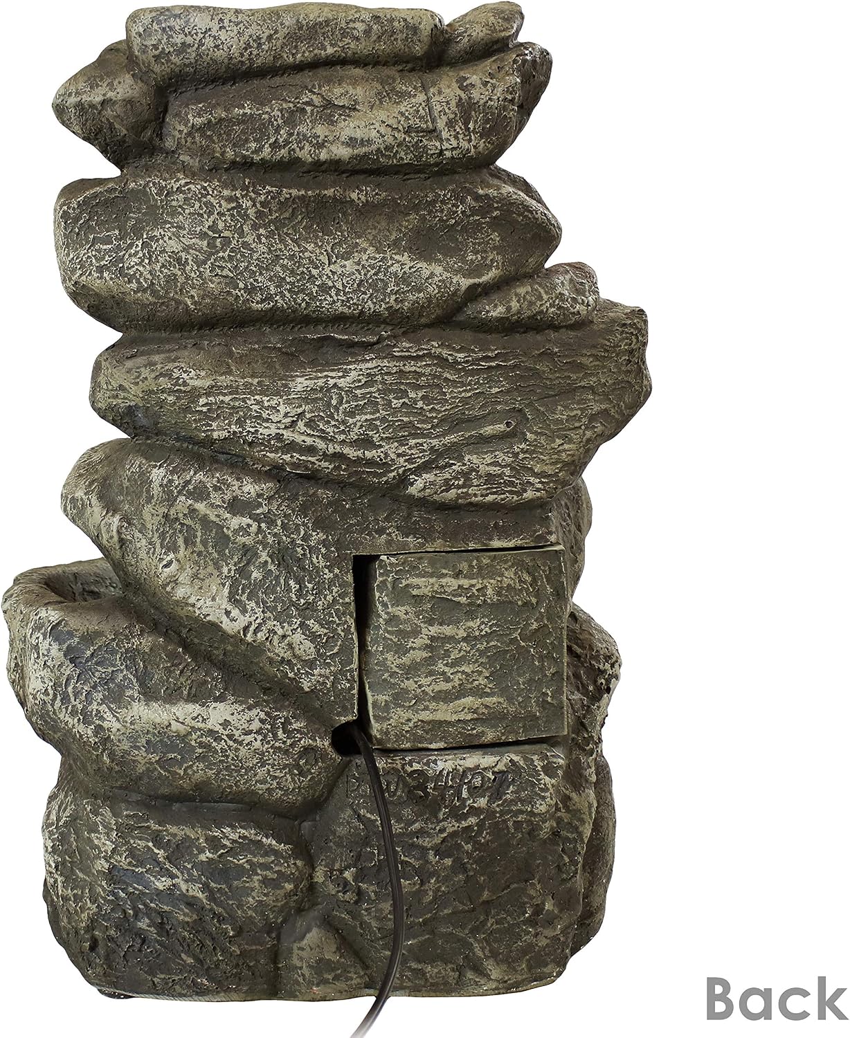 Sunnydaze 15" 6-Tier Tabletop Water Fountain with LED Lights, Stone Falls | Indoor Tabletop Fountain, Calming Sounds