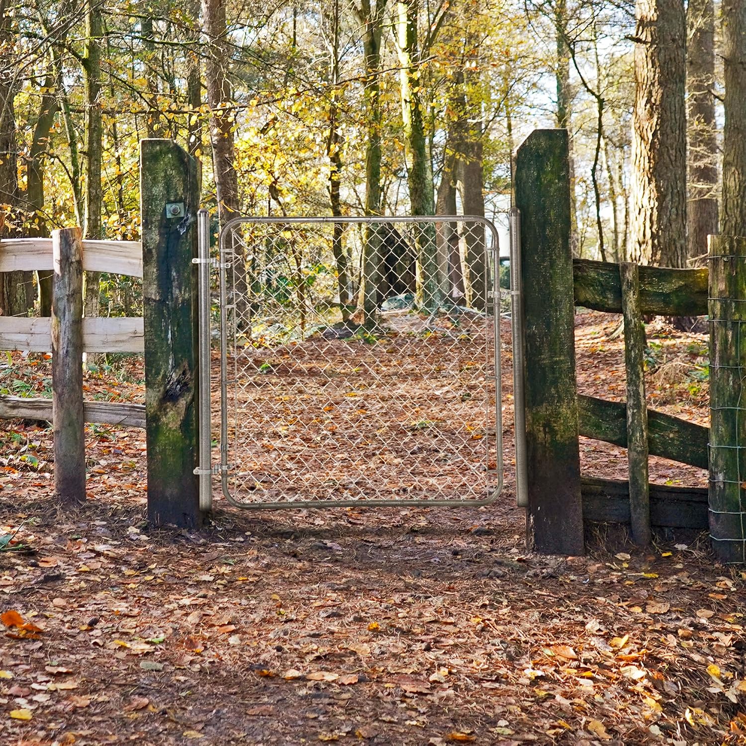 Adjust-A-Gate Chain Link Walk Gate Kit, Fits 24-72 in. Openings & Up to 4 ft., Round Corner Frame, Gray - Heavy-Duty Outdoor Reinforcement & Accessories for Gates and Fences