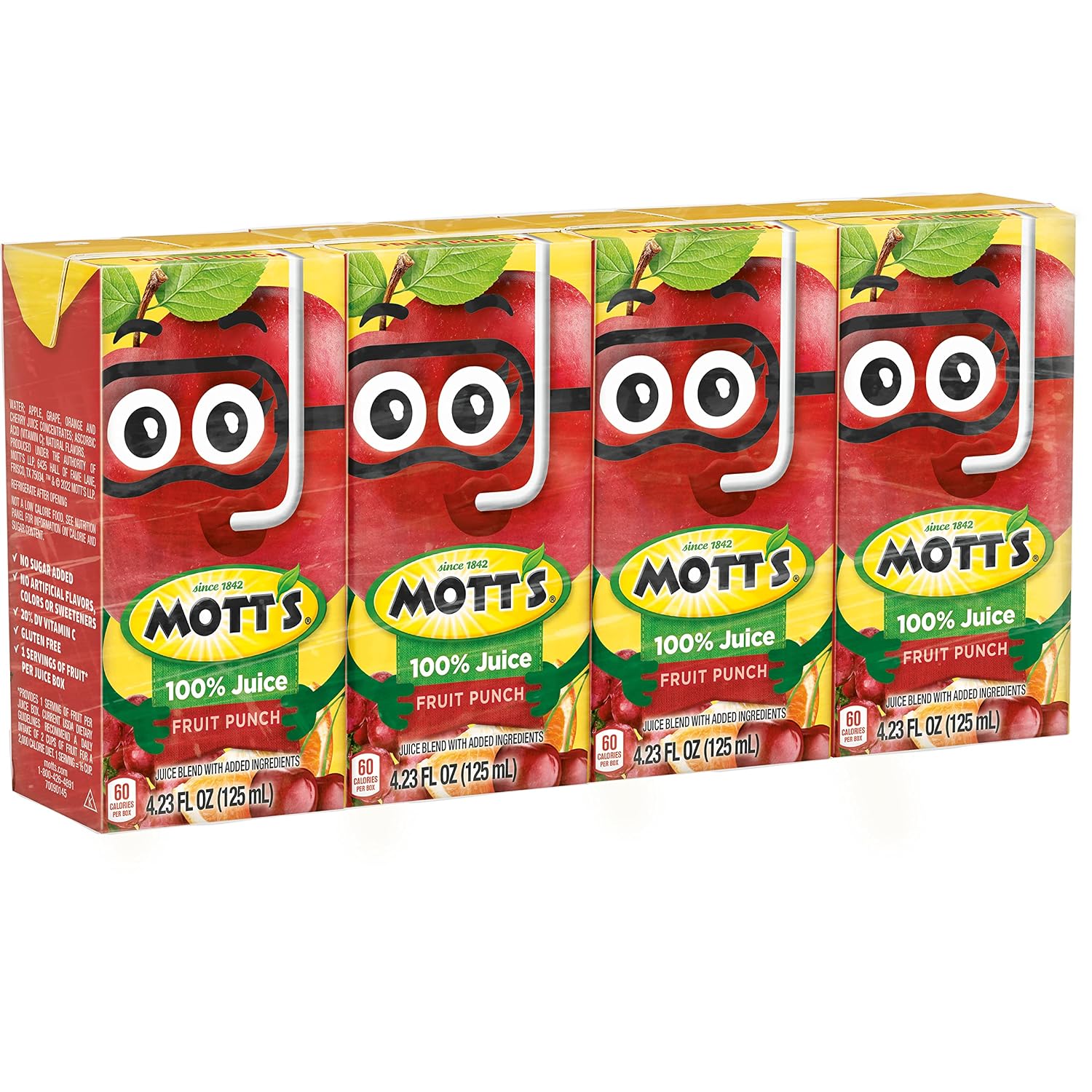 Mott's 100% Original Apple Juice, 6.75 Fl Oz Boxes, 32 Count (4 Packs Of 8), 2 Servings Of Fruit, 100% Fruit Juice, Gluten-free, Caffeine-free, Kosher, Contains No Artificial Colors Or Sweeteners