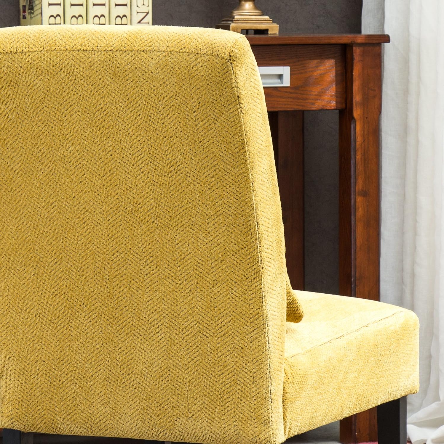 Roundhill Furniture Pisano Teal Blue Fabric Armless Contemporary Accent Chair with Kidney Pillow