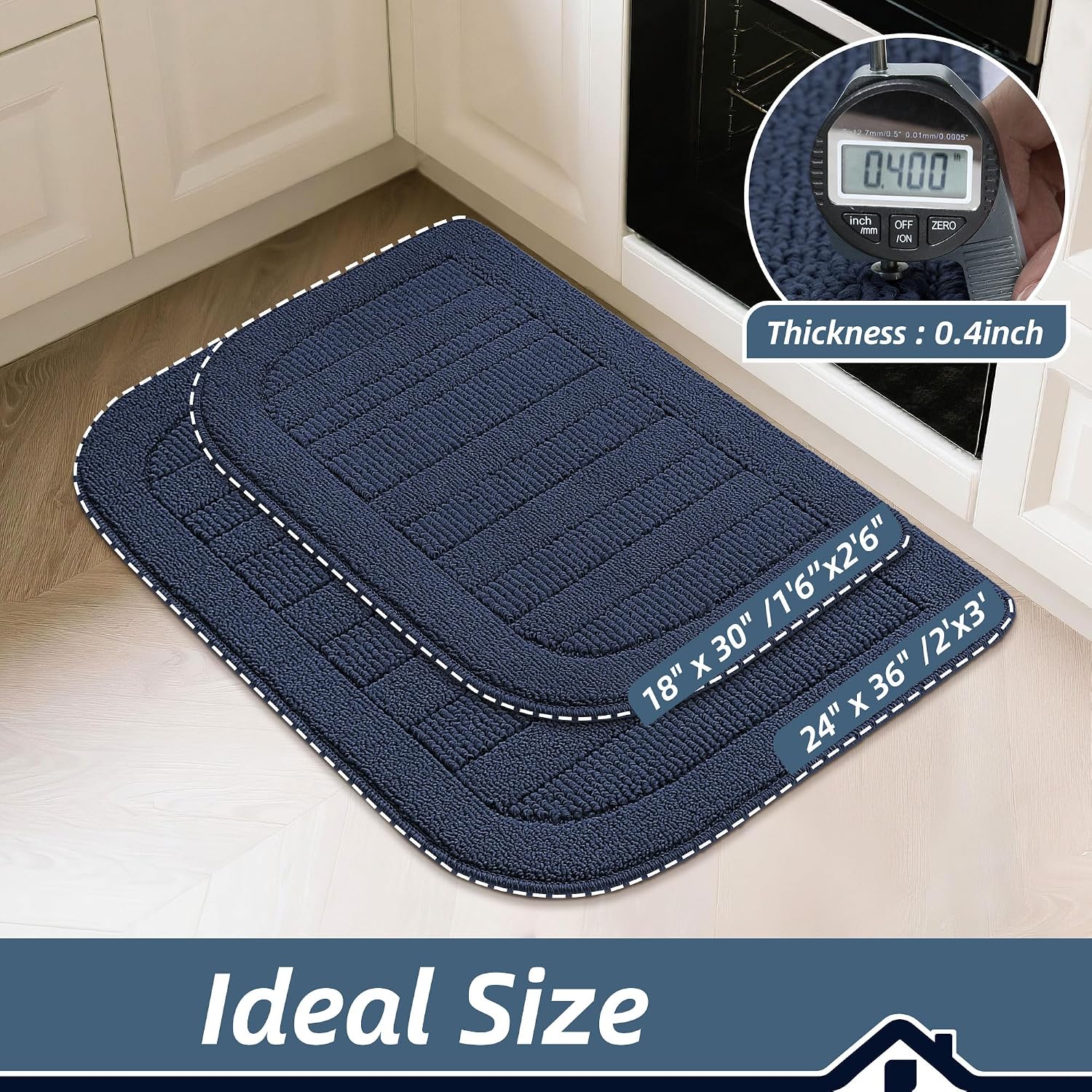 BEQHAUSE 30x18 Inch Kitchen Rugs Non Slip Washable Kitchen Sink Rug, Green