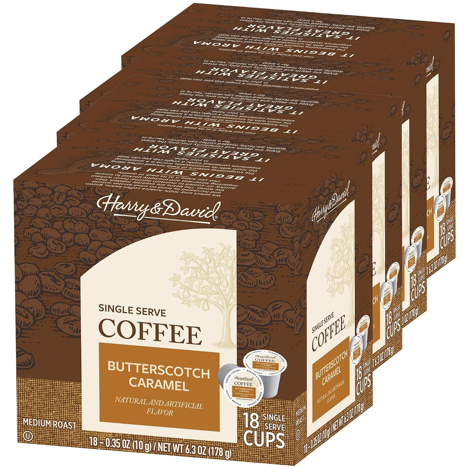 Harry & David Coffee in Single Serve Cups Compatible with Keurig K-Cup Brewers 72 Count (Butterscotch Caramel)