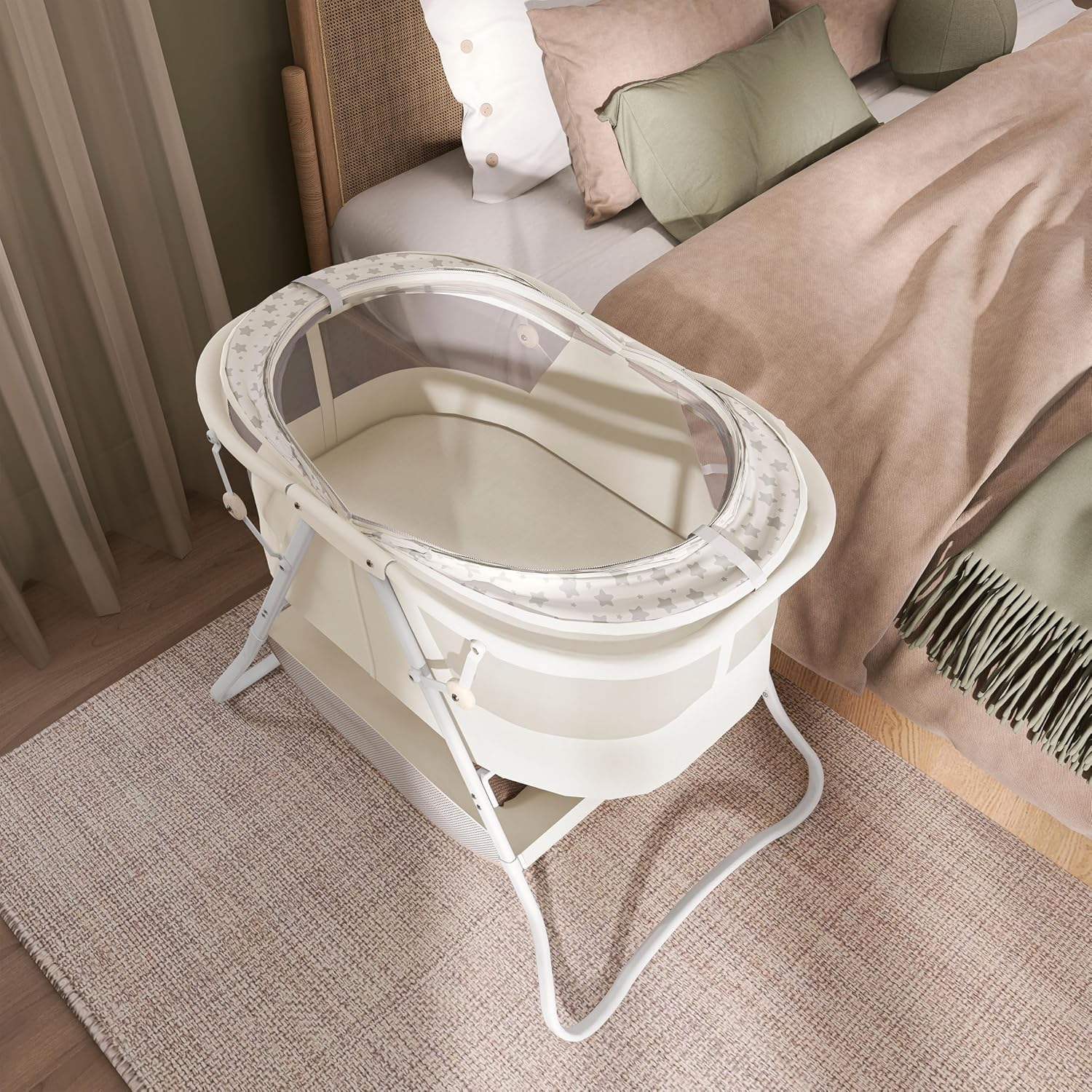 Dream On Me Karley Bassinet in Grey and Pink