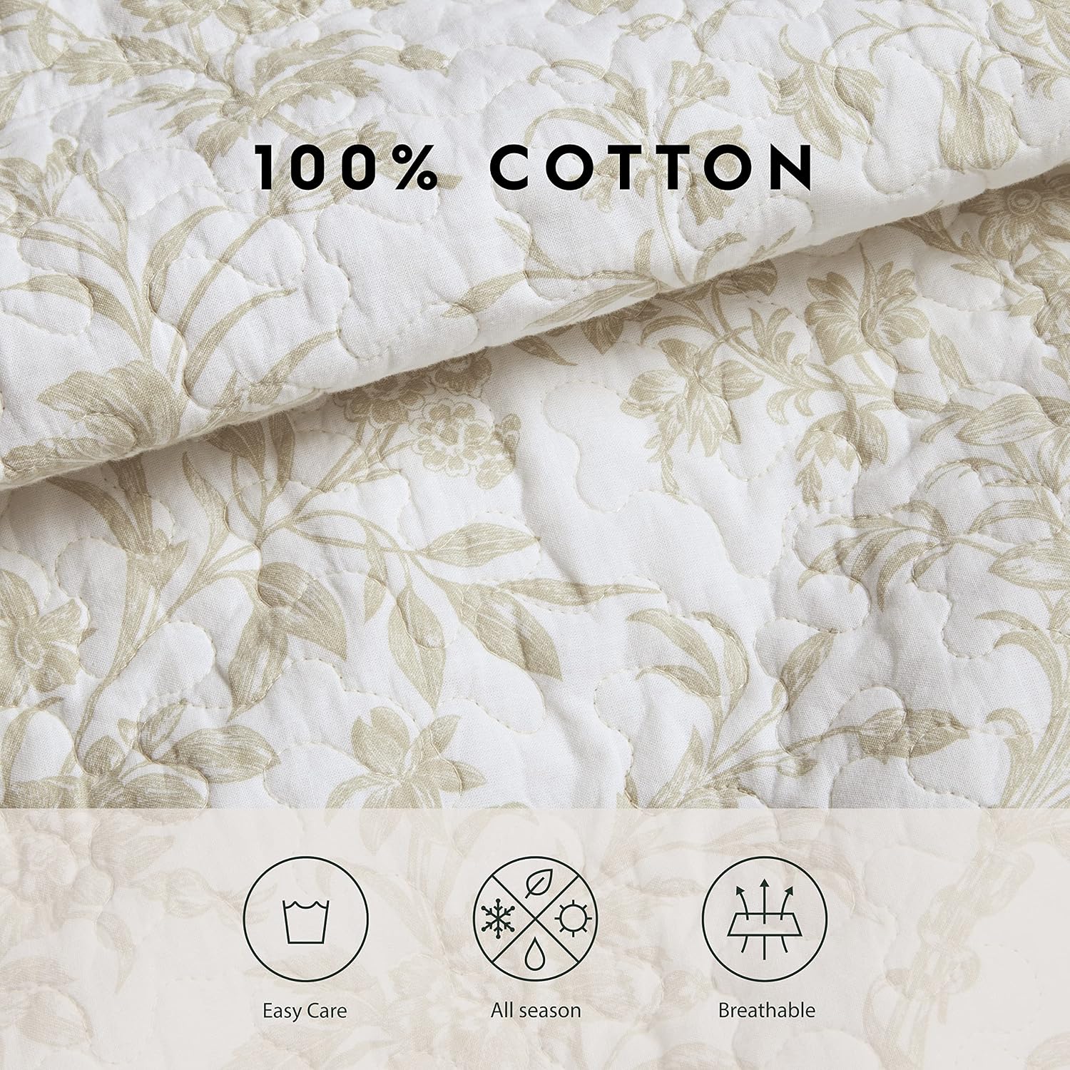 Laura Ashley – Queen Quilt Set, Soft & Lightweight Toile Bedding with Matching Shams, Reversible Floral Room Decor, College Dorm Room Essentials (Amberley Blue)