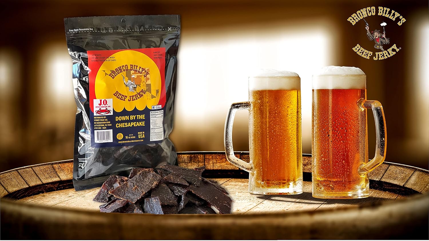 Bronco Billy's Beef Jerky Hickory Smoked Old Country Half Pound Resealable Bag