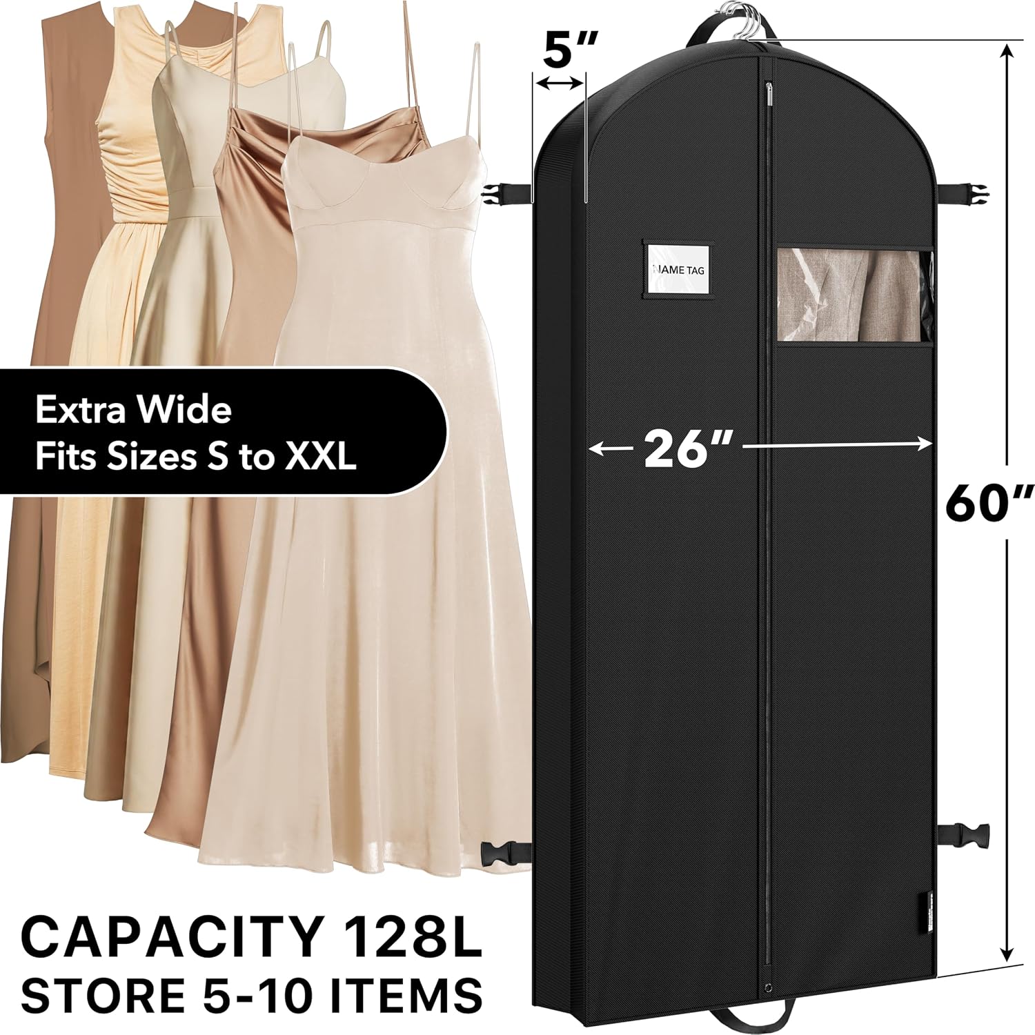 Simple Houseware 43" Travel Garment Bag with Pockets, Heavy Duty Suit Bag