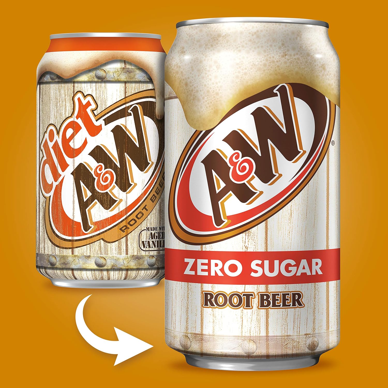 A&W Zero Sugar Root Beer Soda, 12 fl oz cans, 12 pack