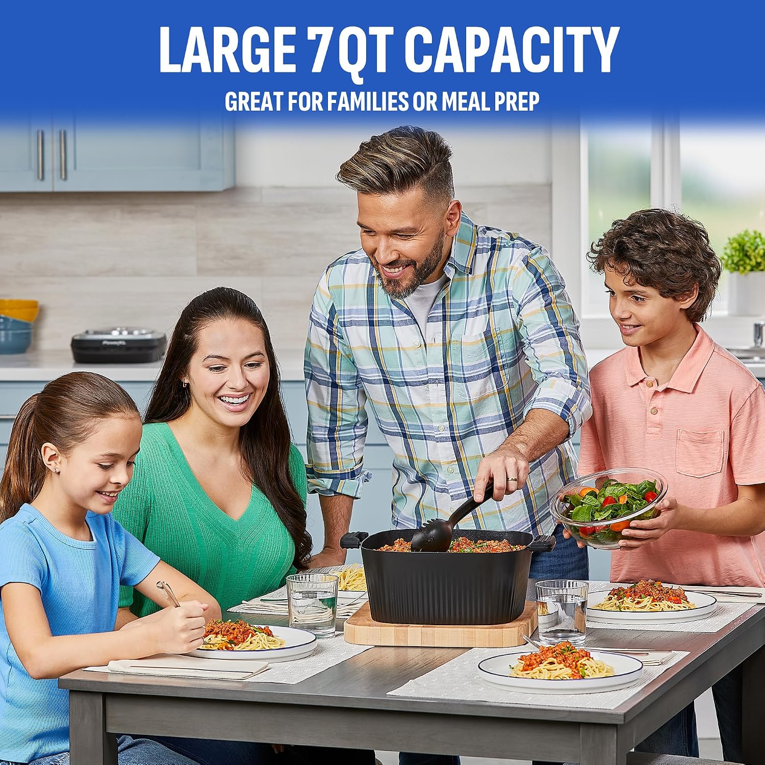 STIRMAX PLUS 7.5QT Digital Multi-Cooker with Auto Stir | 9-in-1 multicooker with automatic stirring, sauté, sear and 7.5QT family-size capacity.