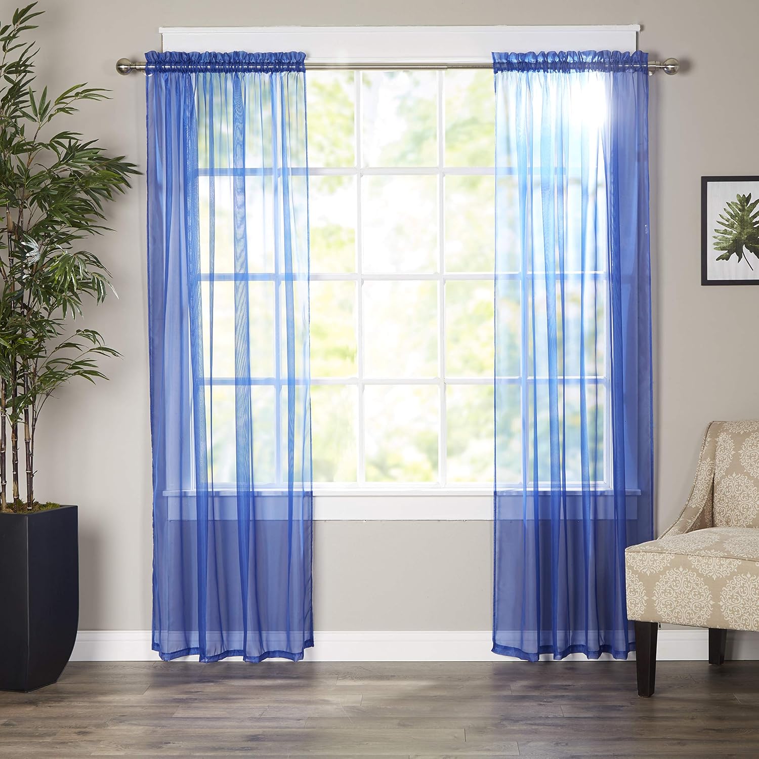 Elegant Comfort Luxury Sheer Curtains, Window Treatment Curtain Panels with Rod Pocket for Kitchen, Bedroom and Living Room (55 x 216-inches Long)