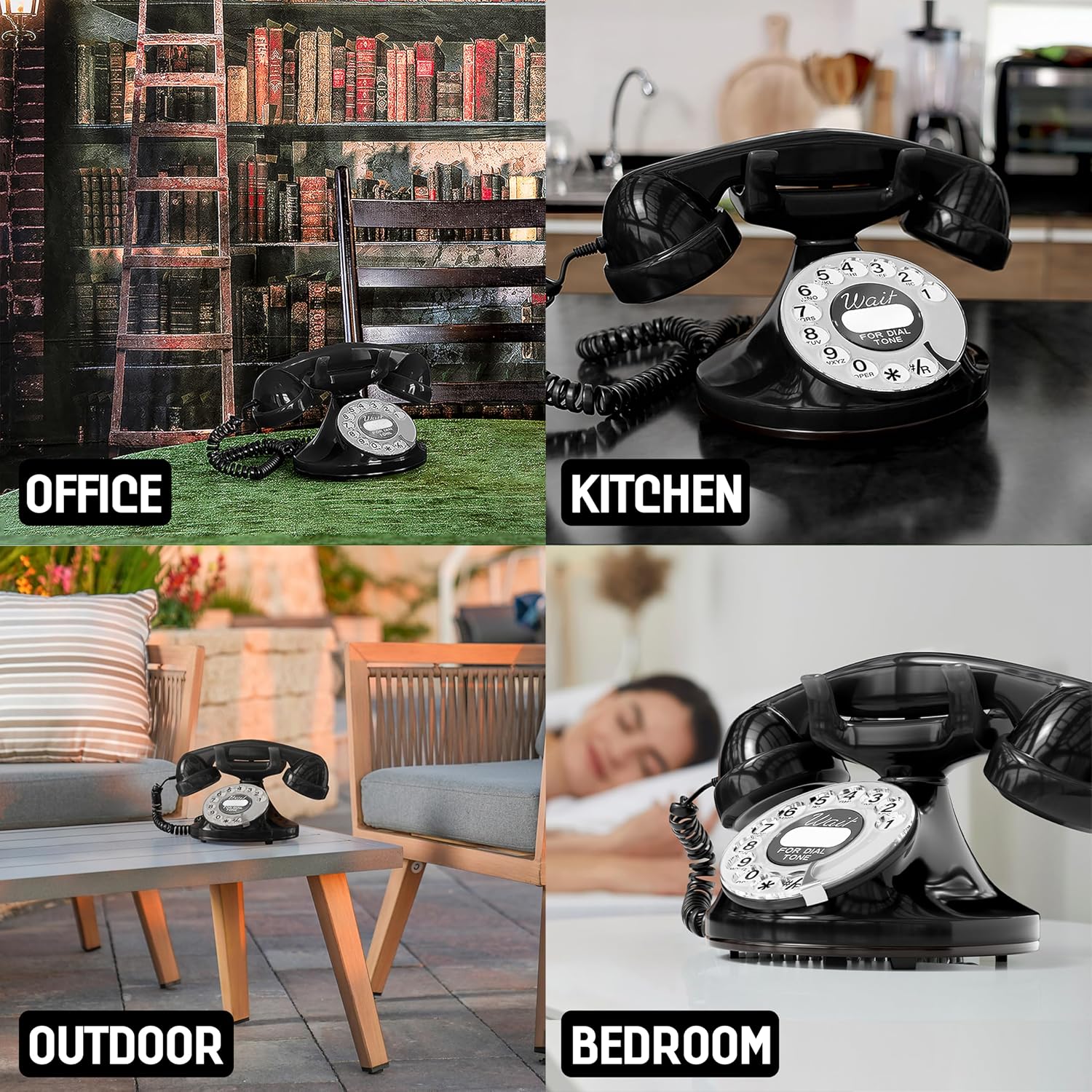 Opis FunkyFon Cable: A Vintage Landline Telephone, The Retro Phone Green for Home, and Old Fashioned Telephones in red
