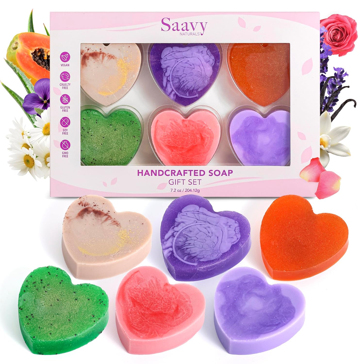 Saavy Naturals Hydrating & Purifying Mini Soap – Plant-Based, Nourishing & Moisturizing Bar Soap Gift Set for Men & Women – Mini Square Shaped Artisan Bar Soaps, 10 pack
