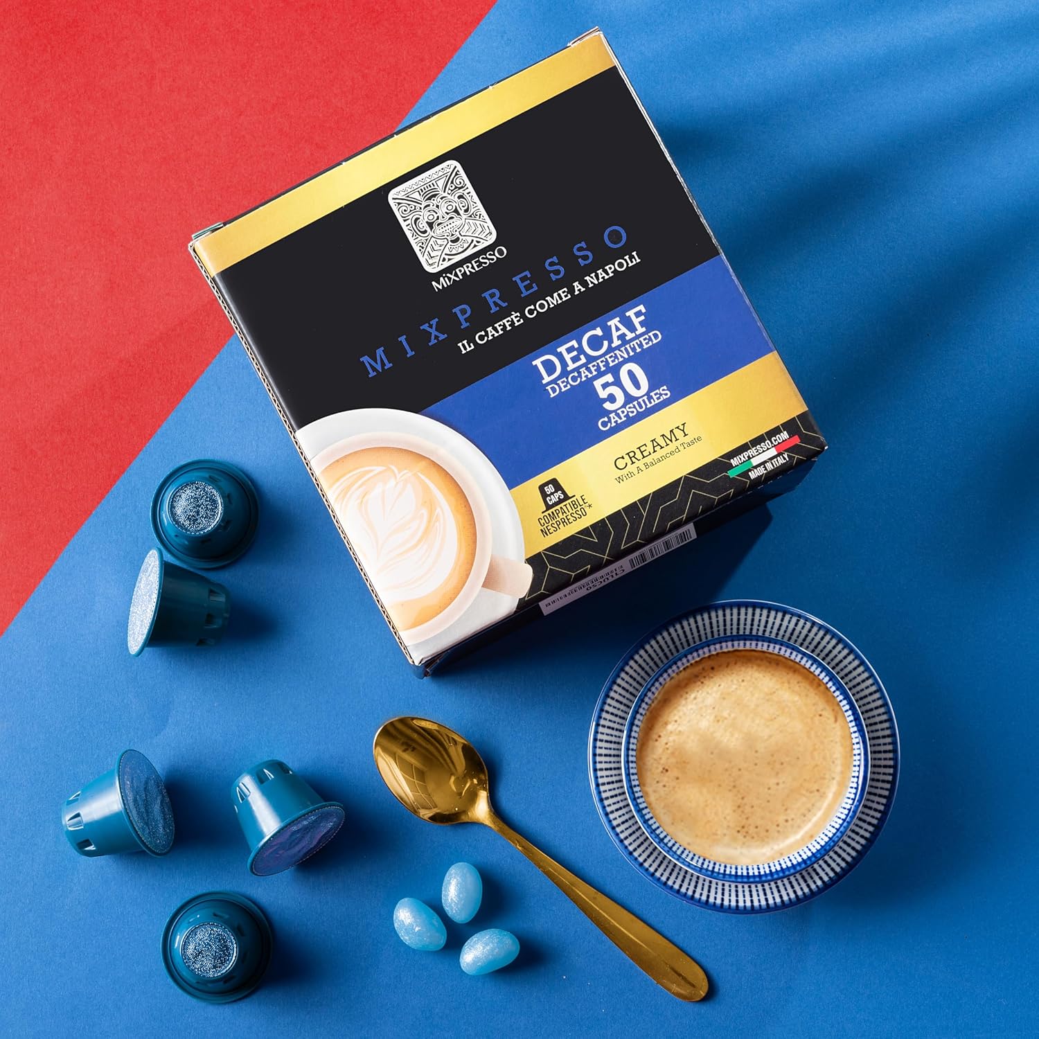 Mixpresso Classe Coffee Espresso Capsules Compatible With Nespresso Original Brewers, Single Cup Coffee Pods 100% from Italy, Medium Roast 80% Arabica Espresso, 50 Count Coffee Capsule Intensity 8/12 | 50 Count Single Cup Coffee Pods Compatible With Nesp…