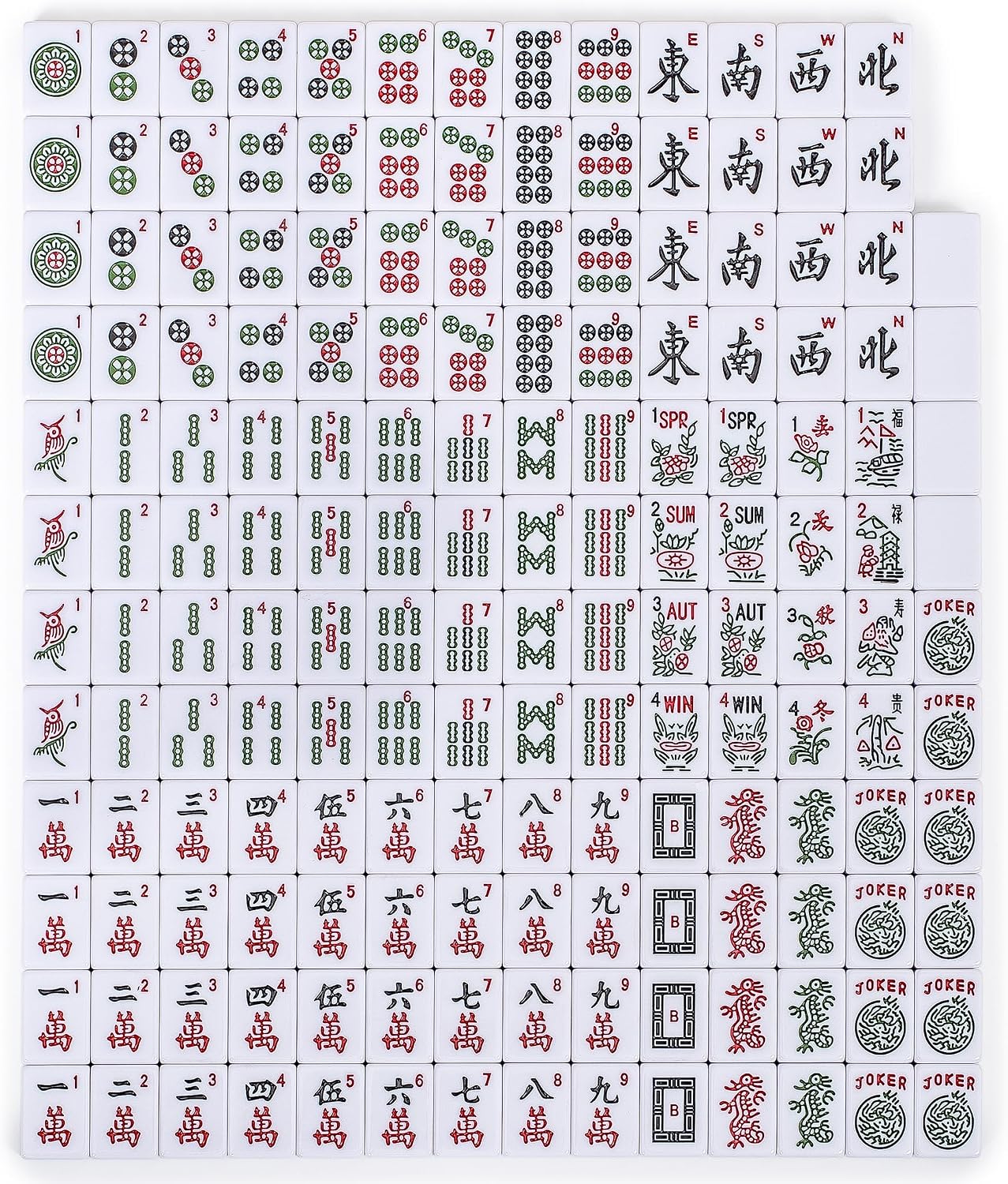 Yellow Mountain Imports American Mahjong Set, Mojave (Ivory) with Brown Soft Case, All-in-One Racks with Pushers, Wright Patterson Scoring Coins, Dice, & Wind Indicator