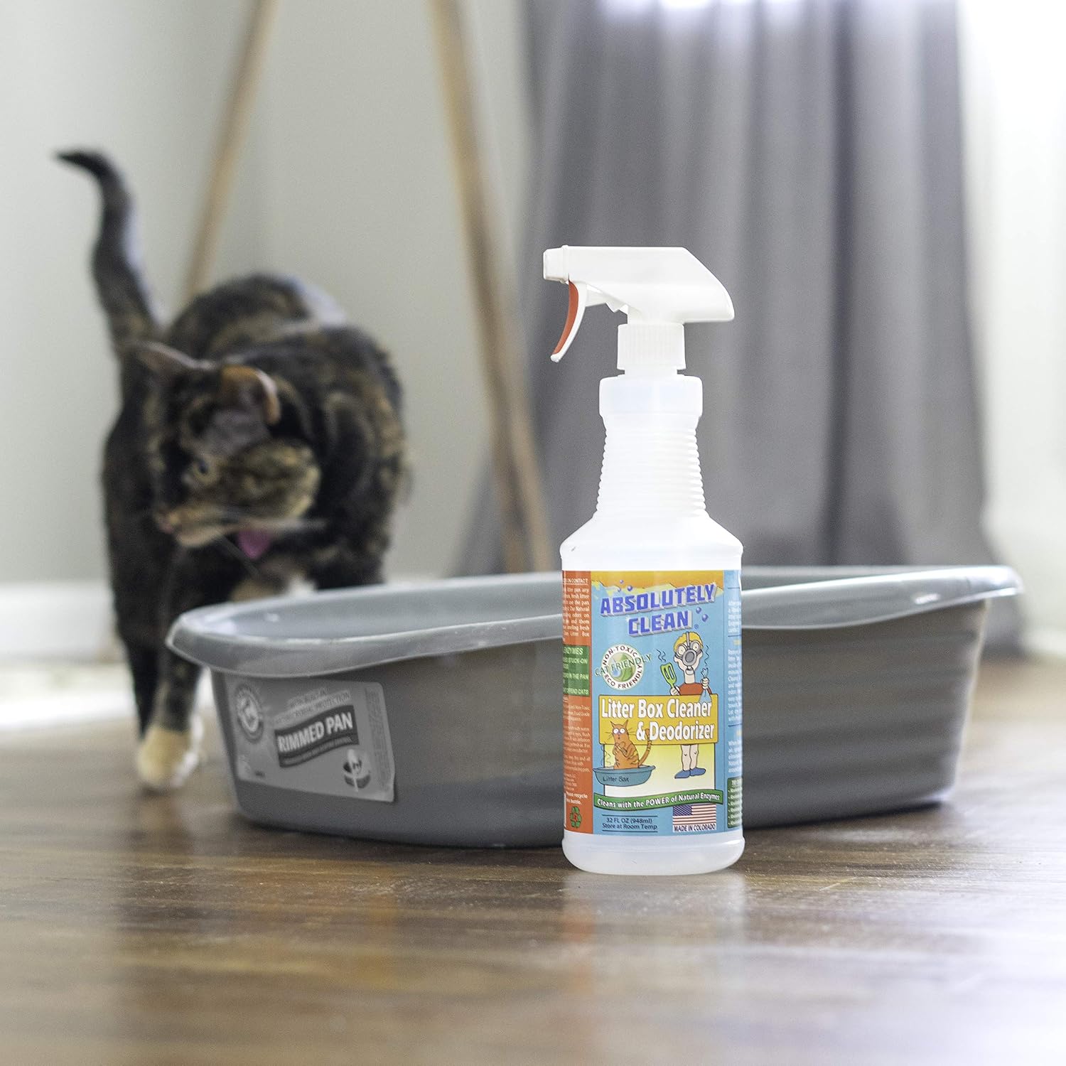 Absolutely Clean Litter Box Cleaner and Odor Eliminator, Eliminate Odors Quickly, Neutralizes Urine and Feces Odors in The Air and The Box, Make Litter Last Longer