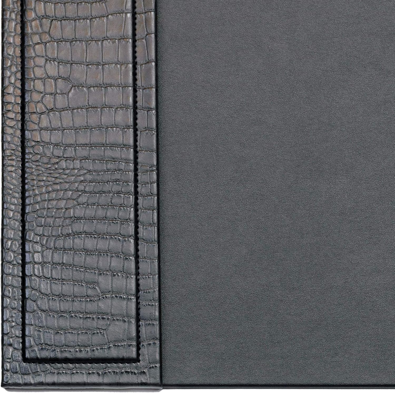Dacasso Black Crocodile Embossed Leather Desk pad with Side-Rails, 25.5 by 17.25 Inch