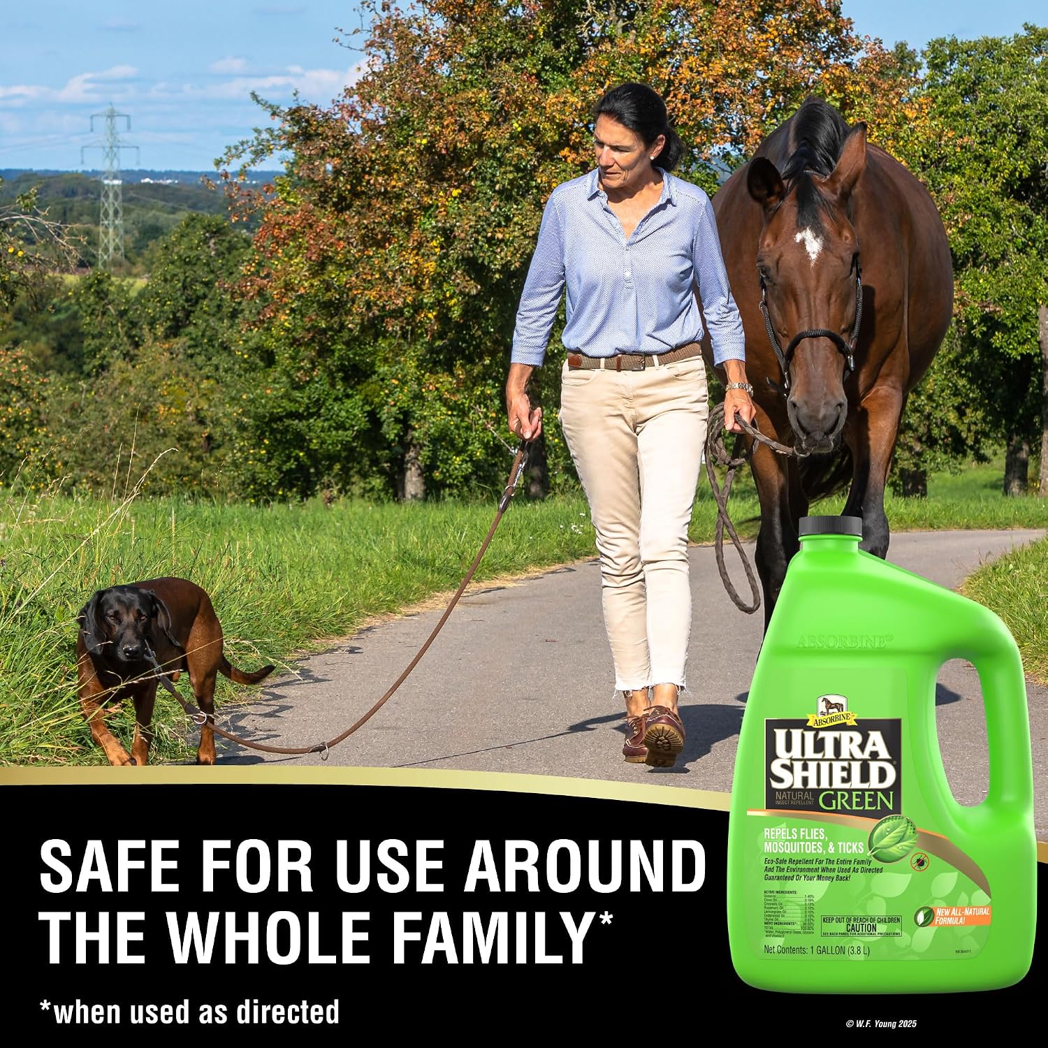 Absorbine UltraShield Green Natural Insect Repellent, 128 fl oz Gallon | Use on Horses & Dogs, Botanical Essential Oils, Daily Use, Repels 70+ Species Including Flies, Mosquitoes, Gnats & Ticks