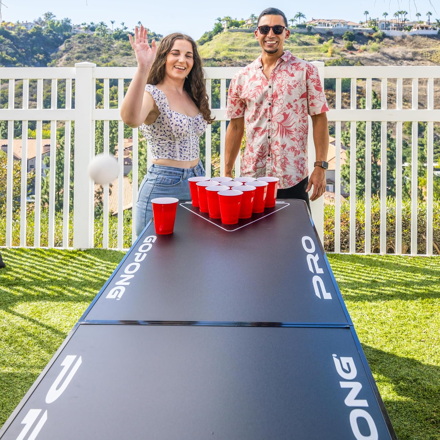 GoPong PRO 8 Foot Premium Beer Pong Table - Heavy-Duty (Black, 36-Inch Tall)
