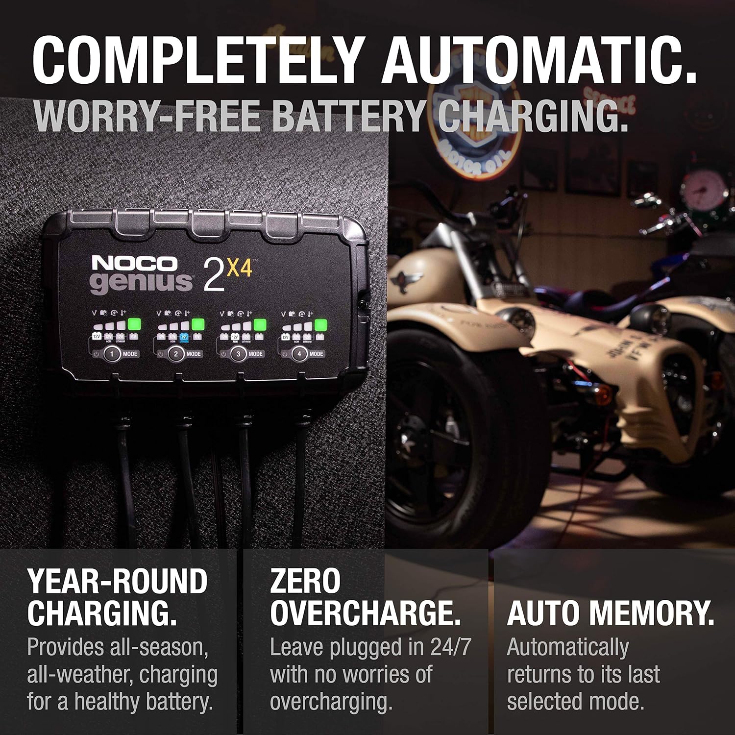 NOCO GENIUS2X4 6/12V 4-Bank Battery Charger, Trickle Charger & Maintainer