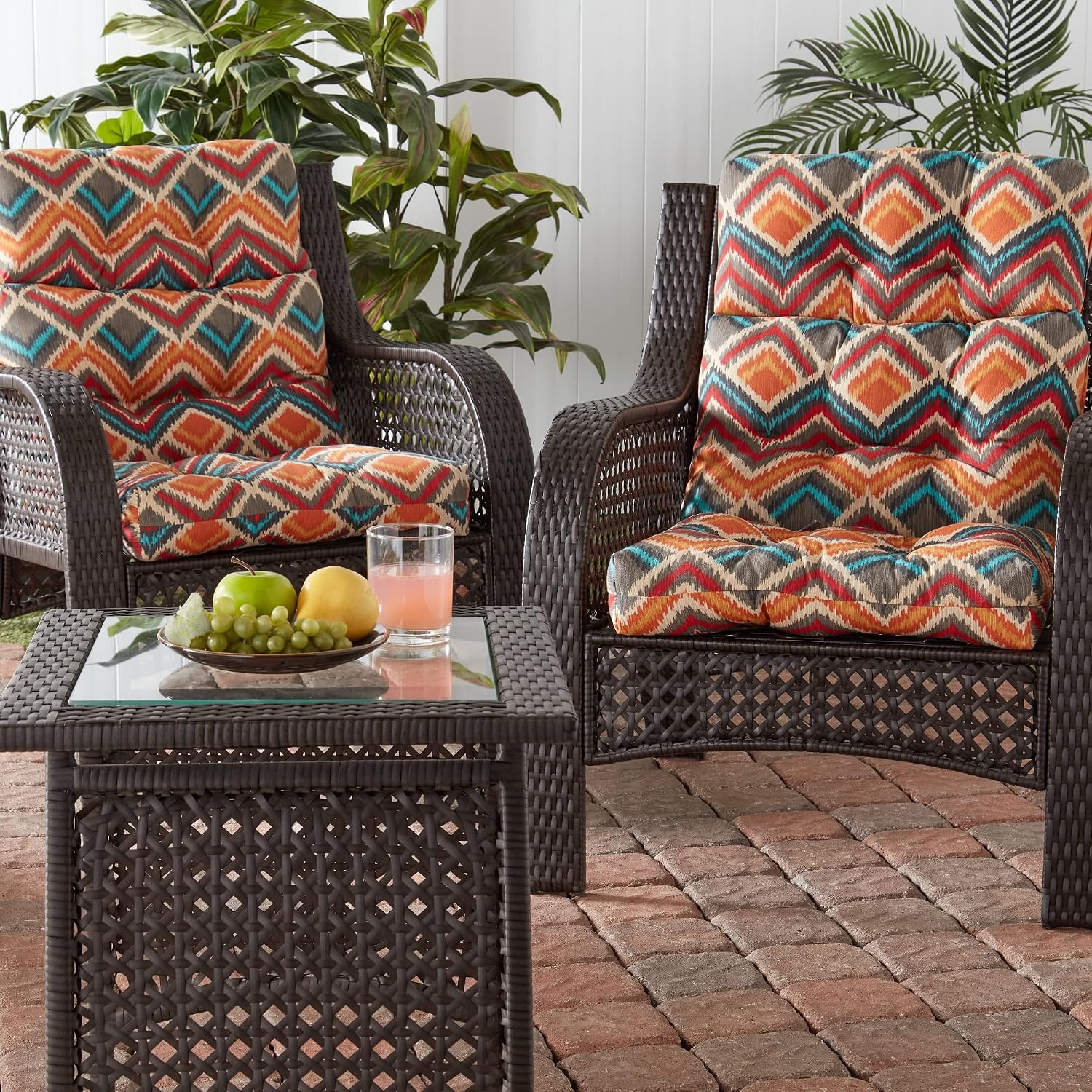 Greendale Home Fashions Outdoor 44x22-inch High Back Chair Cushions (Set of 2), Cement