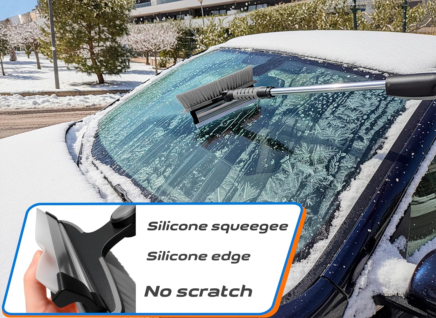 42.4" Extendable Snow Brush & Mini Snow Shovel/Ice Scraper for Car Windshield with Foam Grip for Cars, SUV, Trucks, Detachable Сar Scraper
