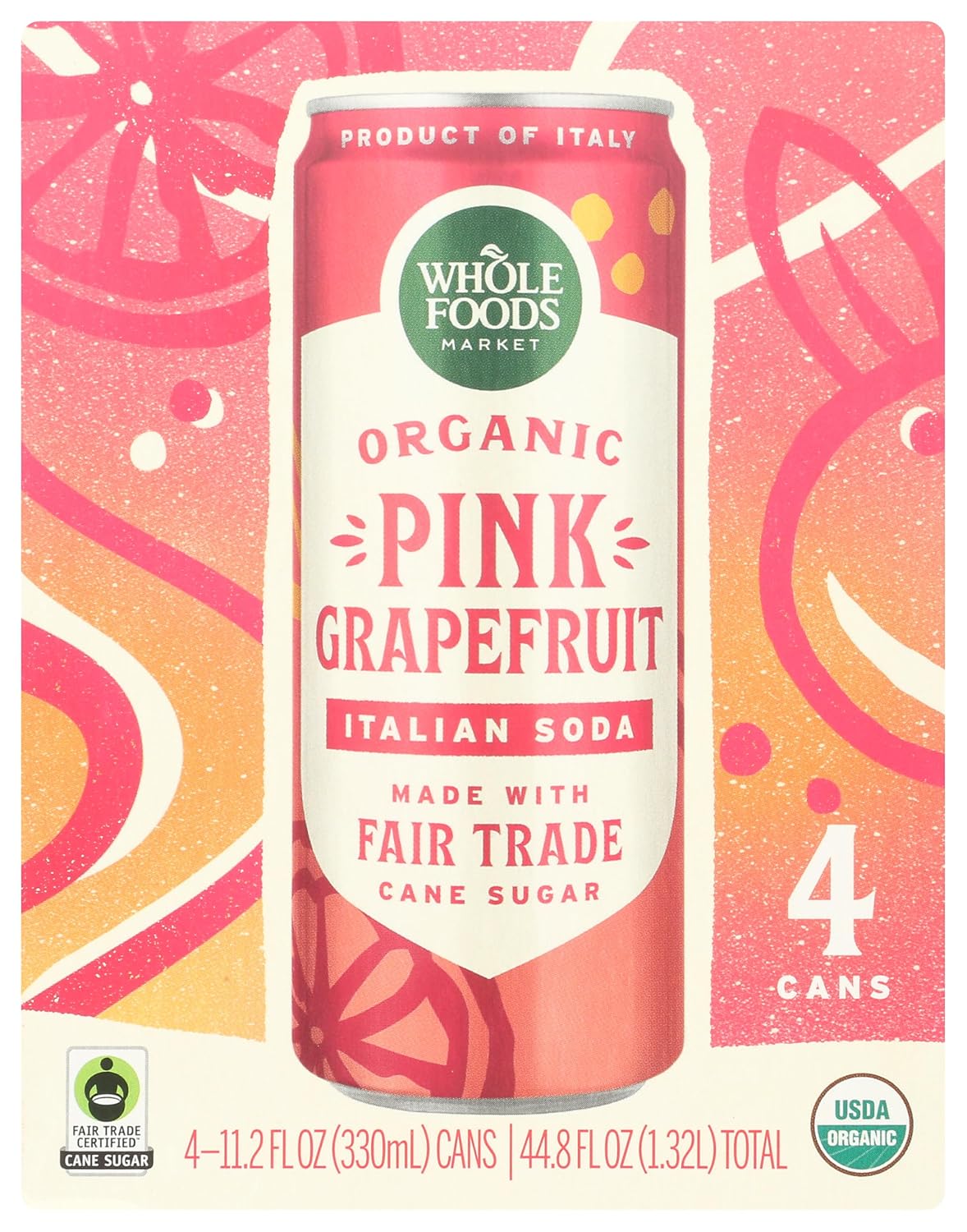 Whole Foods Market Blood Orange Italian Soda, 11.2 Fl Oz, 4 Pack | 4 Pack, Organic