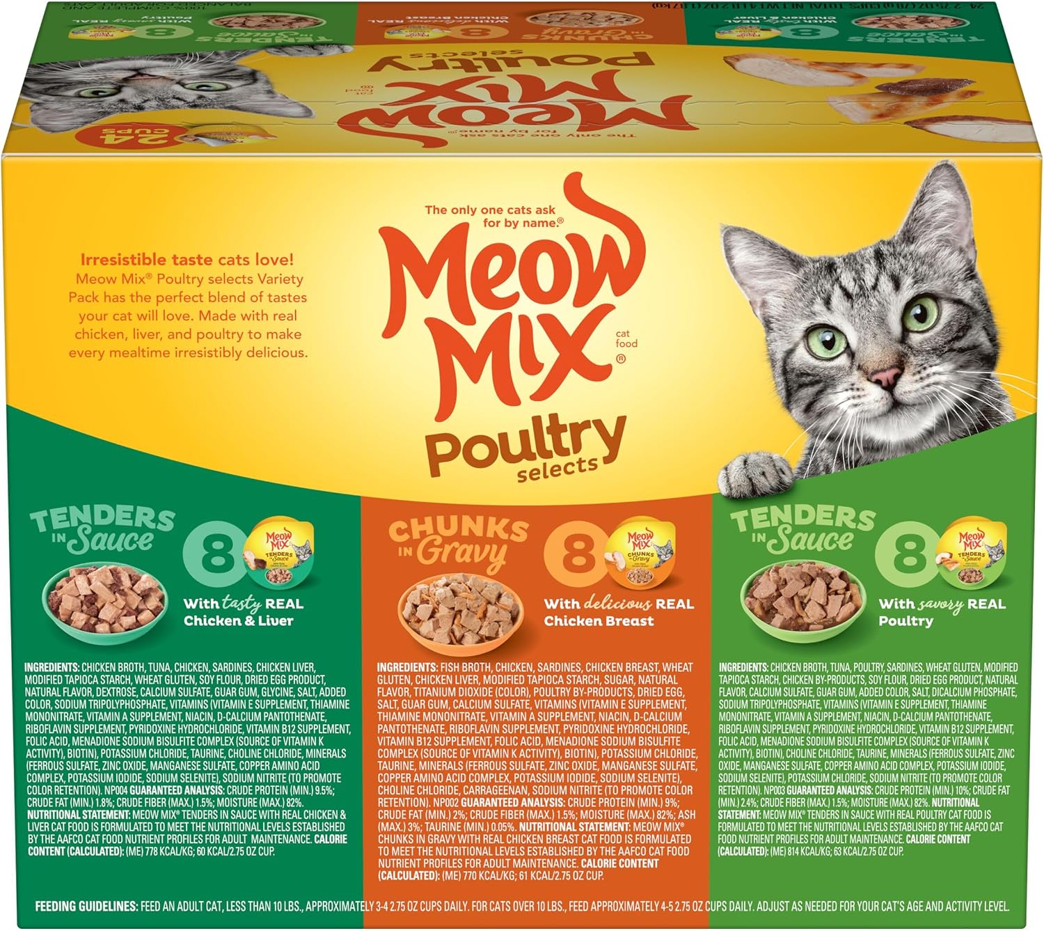 Meow Mix Tenders in Sauce, Wet Cat Food with Tuna & Whole Shrimp, 12 Cups