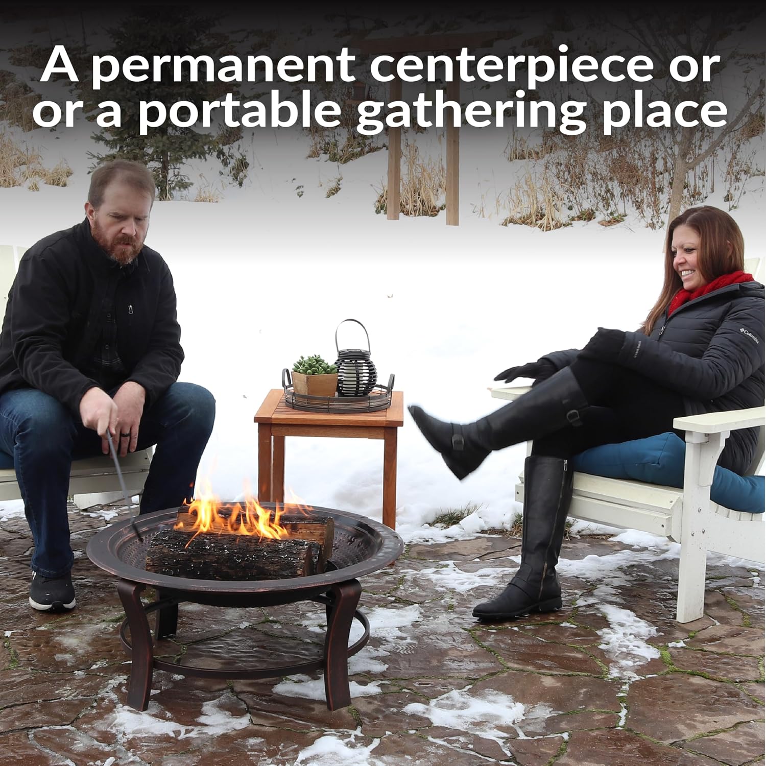Sunnydaze 29-Inch Elevated Wood-Burning Fire Pit Bowl with Stand