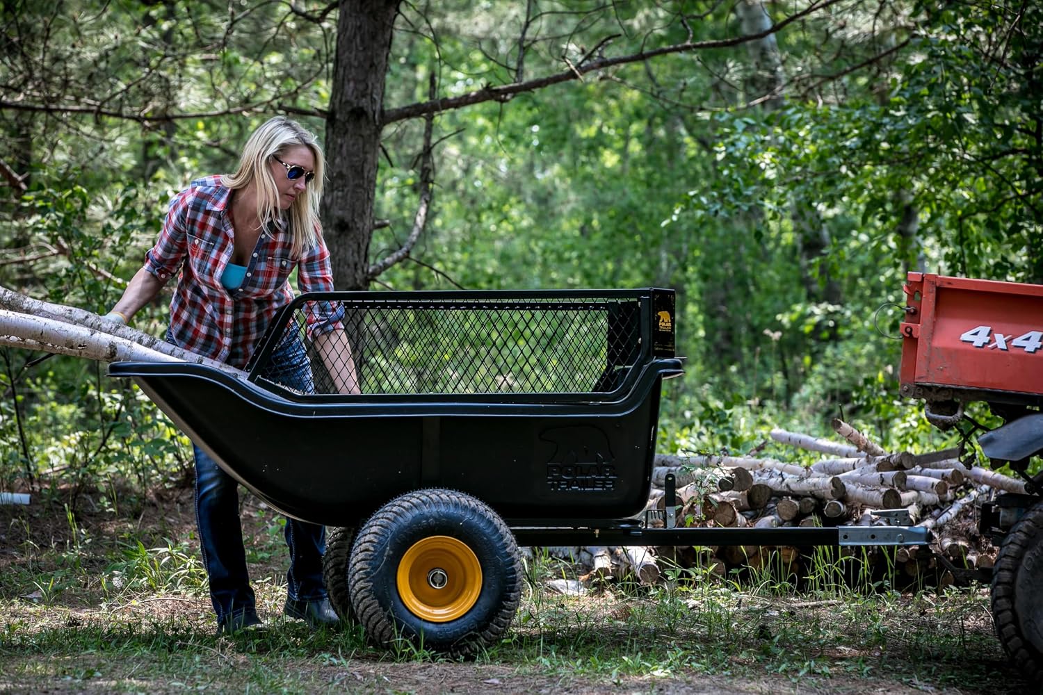 Polar TA1200 Tandem Axle Utility Trailer 1200 lb Capacity | 1200 lb Capacity, 15 Cubic Foot, TA1200, Wide Track Rubber Wheels, Black