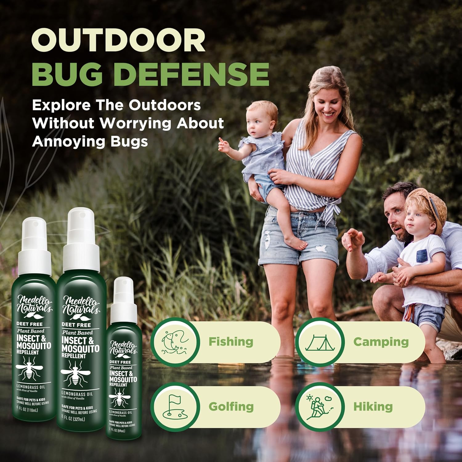 Deet-Free Insect & Mosquito Repellent – Nice Smelling, Pack of 2 (8 oz) | Insect Repellent with Lemongrass Oil Safe for Pets and Kids – Bug Spray for Mosquitoes, Gnats, Black Flies, and No-See-ums