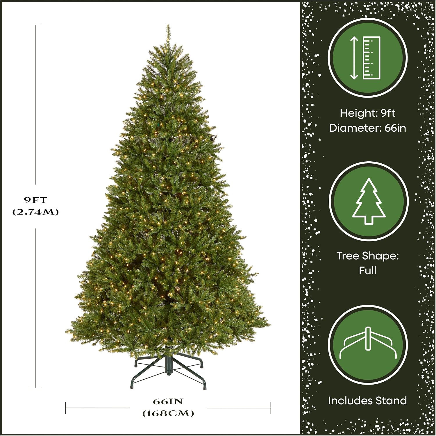 National Tree Company 7ft Pre-Lit Dunhill Fir Artificial Christmas Tree | 700 Clear Lights, 2,144 Tips, Includes Stand, Green
