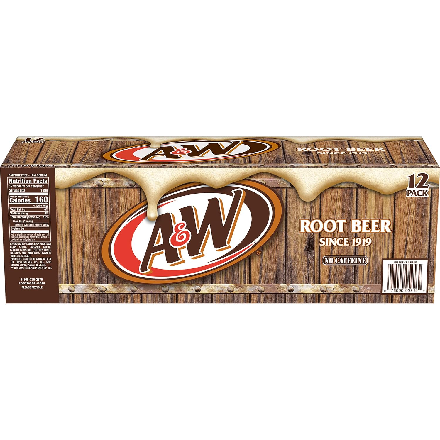 A&W Root Beer Soda, 12 fl oz cans, 12 pack