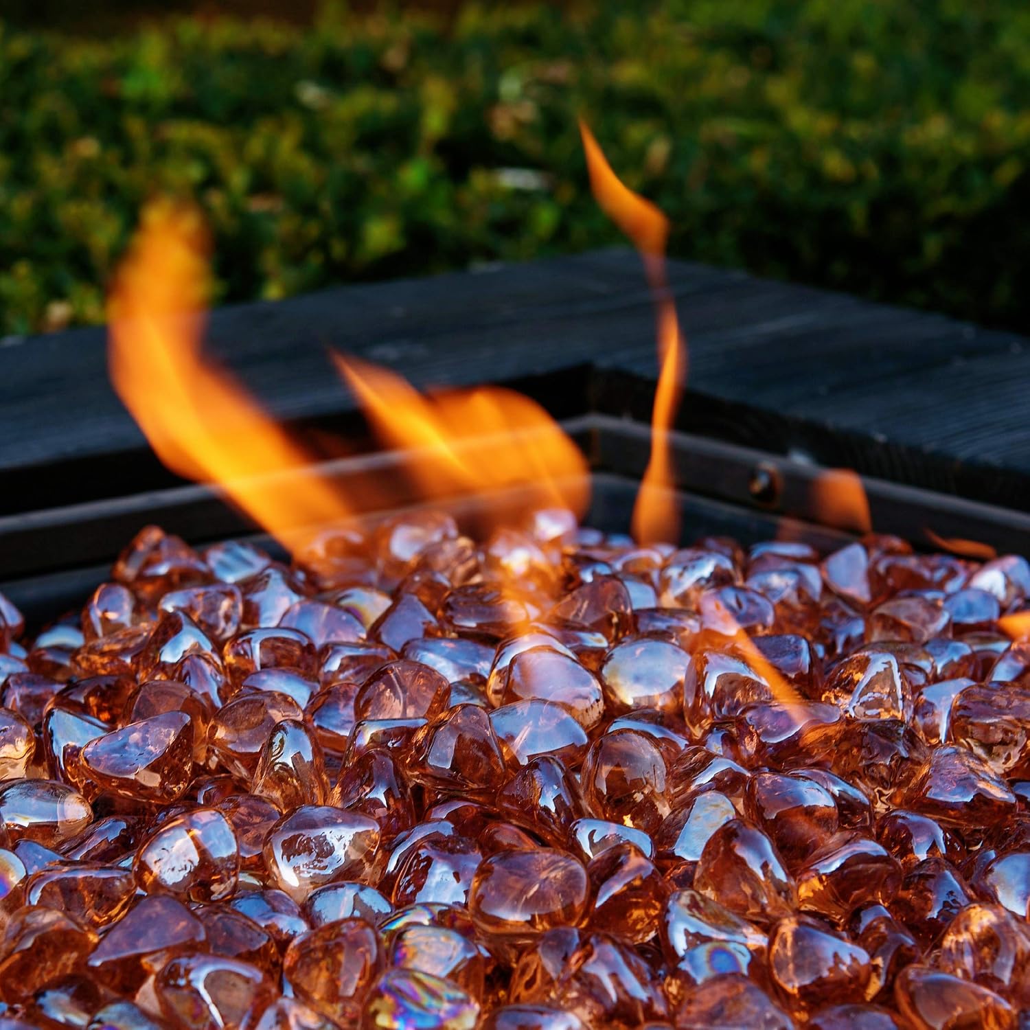 Fire Glass Diamond 1 Inch Fire Pit Glass Rocks for Propane or Gas Fire Pit （10 Pounds Margarita Azura Blue ） Gift Package