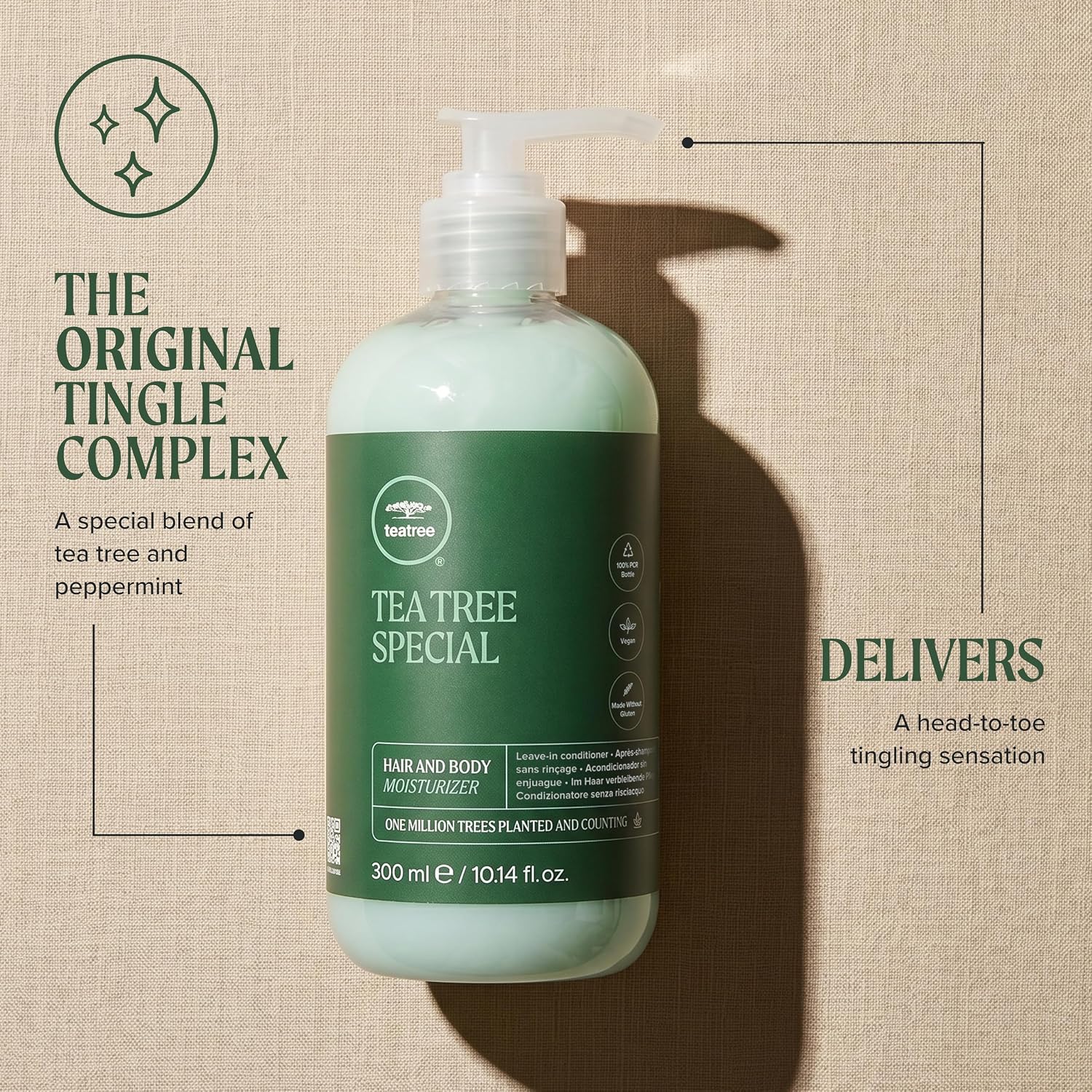 Tea Tree Hair and Body Moisturizer Leave-In Conditioner, Body Lotion, After-Shave Cream, For All Hair + Skin Types