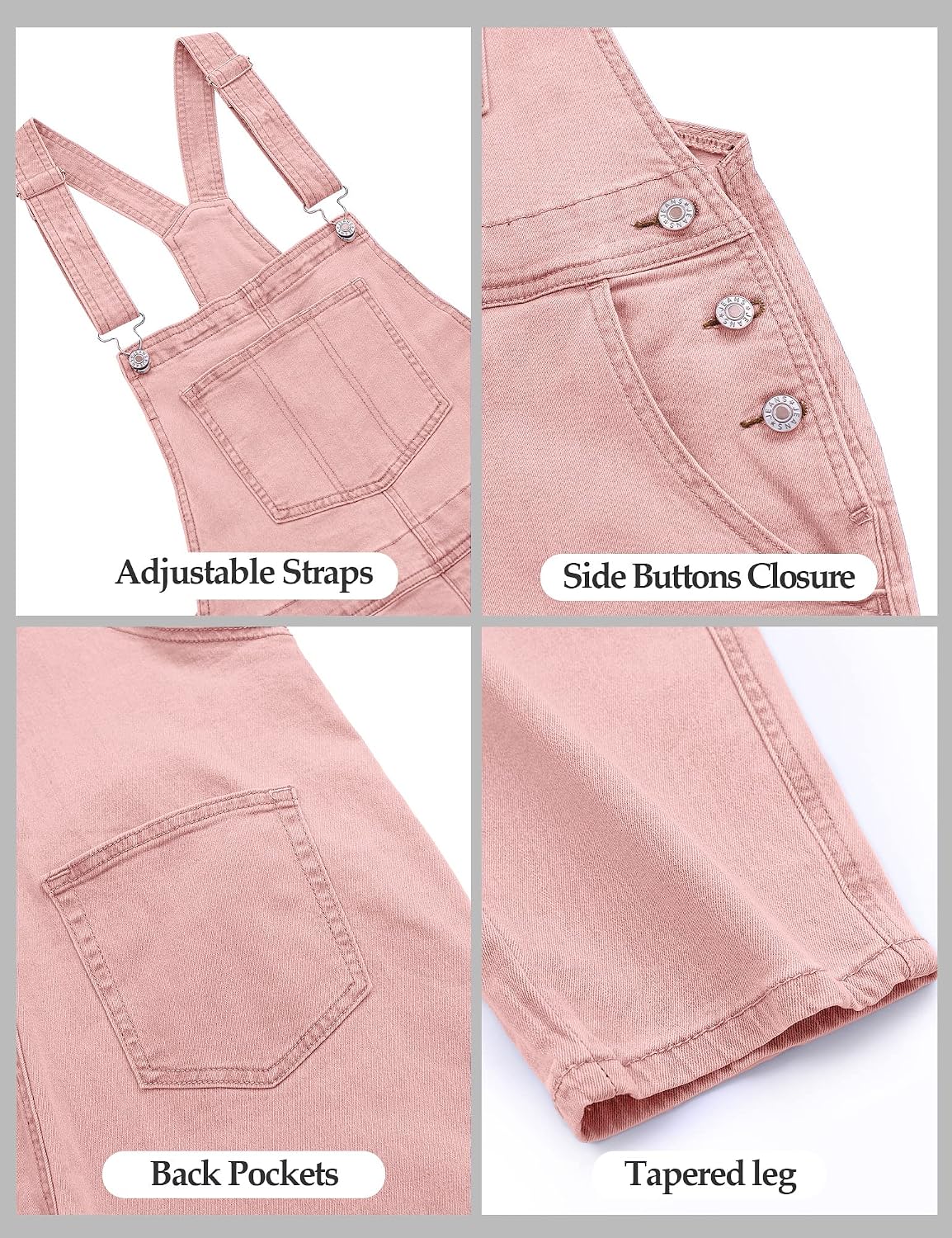 luvamia Women's Casual Stretch Adjustable Denim Bib Overalls Jeans Pants Jumpsuits