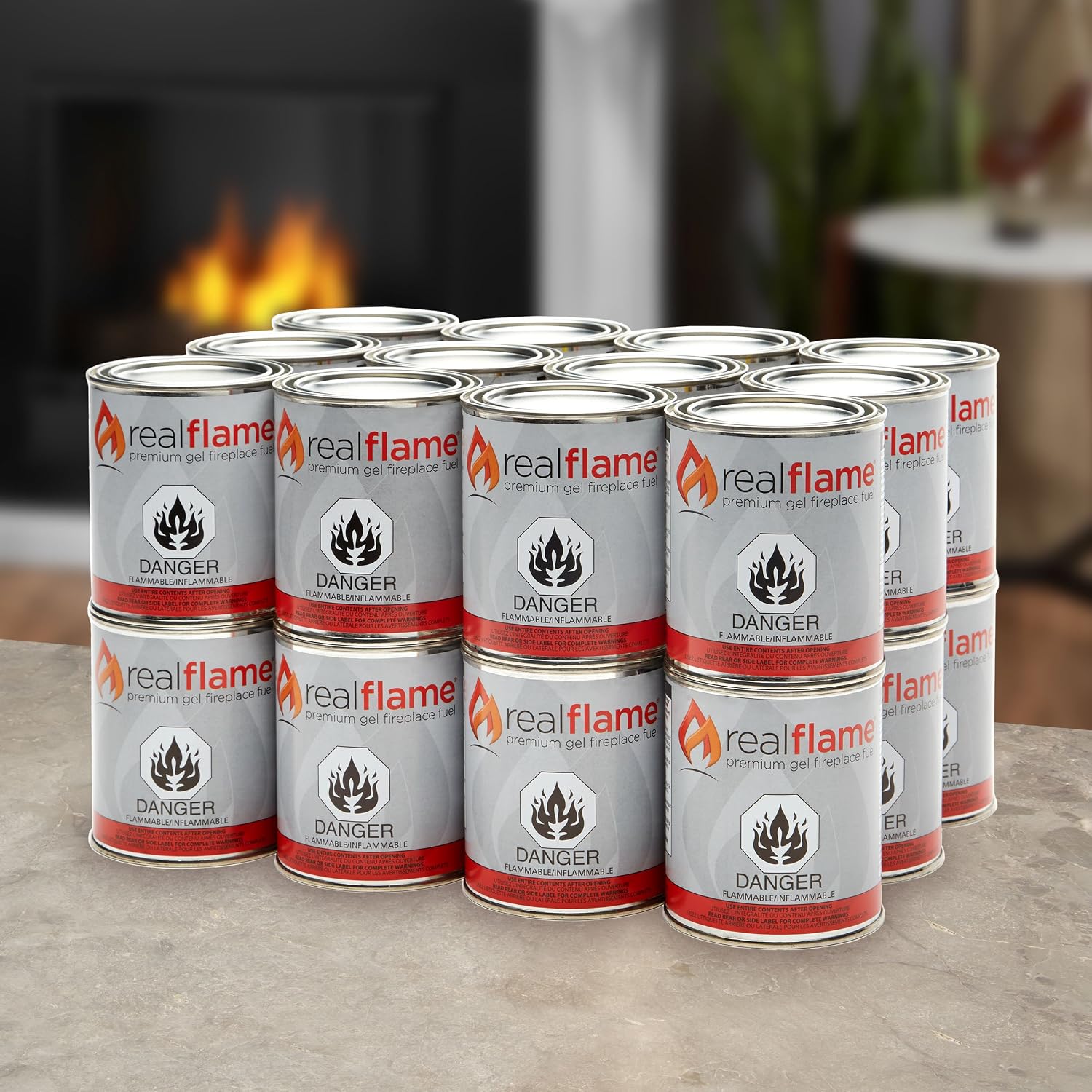 Real Flame Gel Fuel Cans - 12-Pack - Gelled Isopropyl Alcohol for Indoor or Outdoor Fireplaces