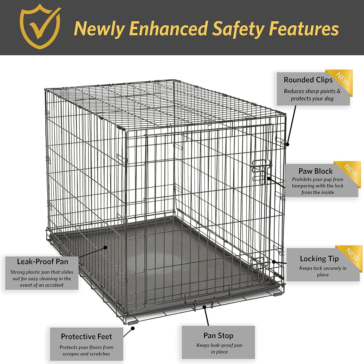 Midwest Homes for Pets 24-Inch New World Crate for Small Breeds, 12-20 lbs, Double Door Folding Dog Crate, Leak-Proof Tray & Secure Latches, Portable, Durable & Easy to Assemble