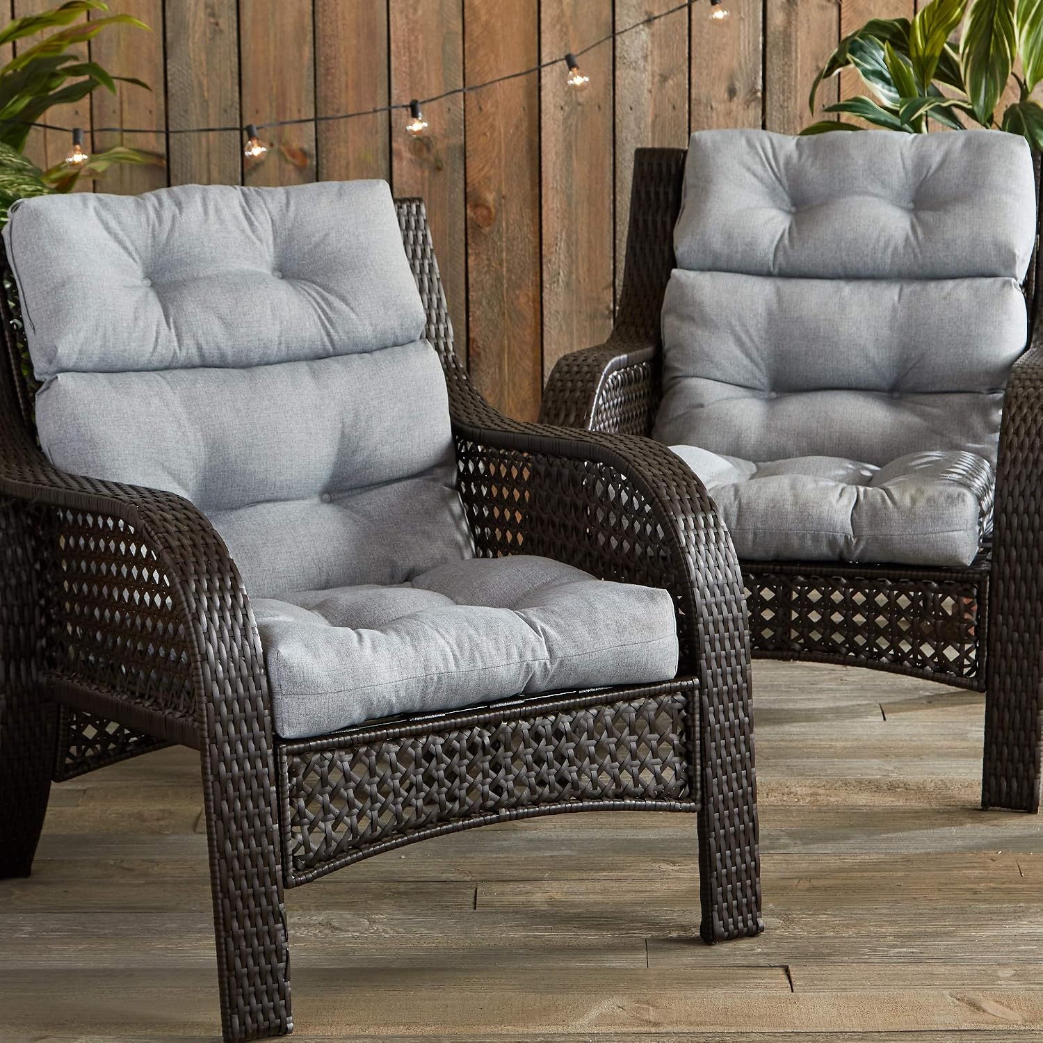 Greendale Home Fashions Outdoor 44x22-inch High Back Chair Cushions (Set of 2), Cement