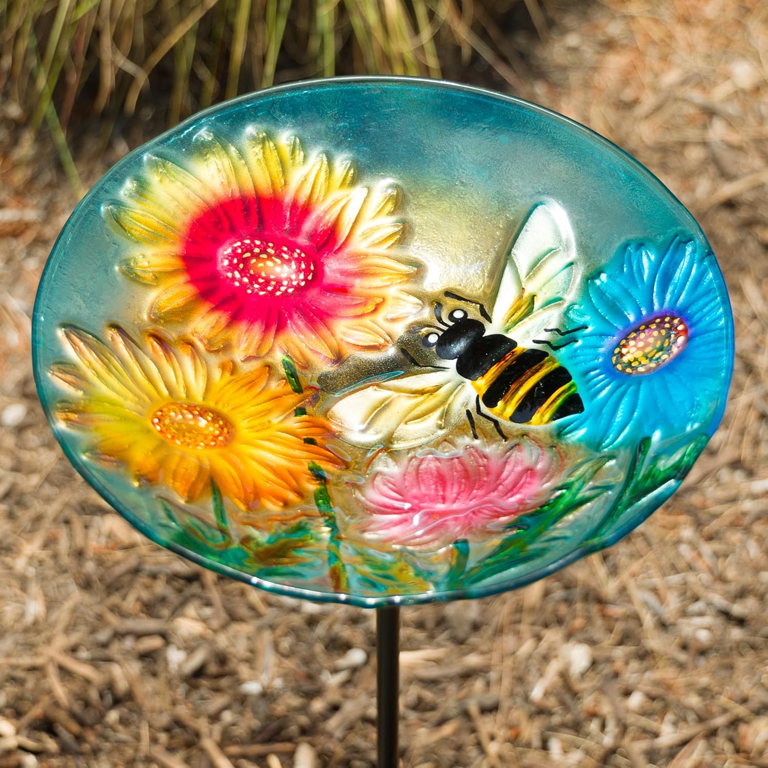 Alpine Corporation 25" Tall Outdoor Birdbath with Planter Pedestal Yard Statue, Stunning Garden Accent, 15" Round, Green