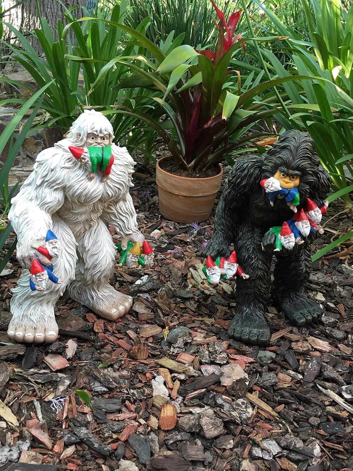 GlitZGlam Large Miniature Yeti and Gnomes for The Fairy Garden. A Large Gnome Figurine (13.25 Inch High) and a Fairy Garden Accessory