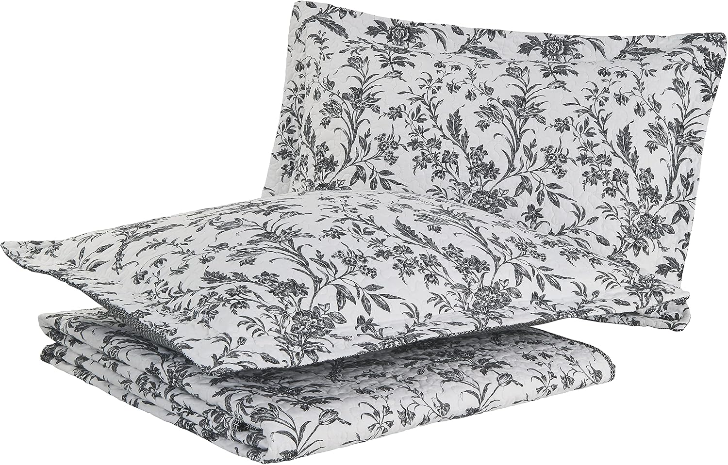 Laura Ashley – Queen Quilt Set, Soft & Lightweight Toile Bedding with Matching Shams, Reversible Floral Room Decor, College Dorm Room Essentials (Amberley Blue)