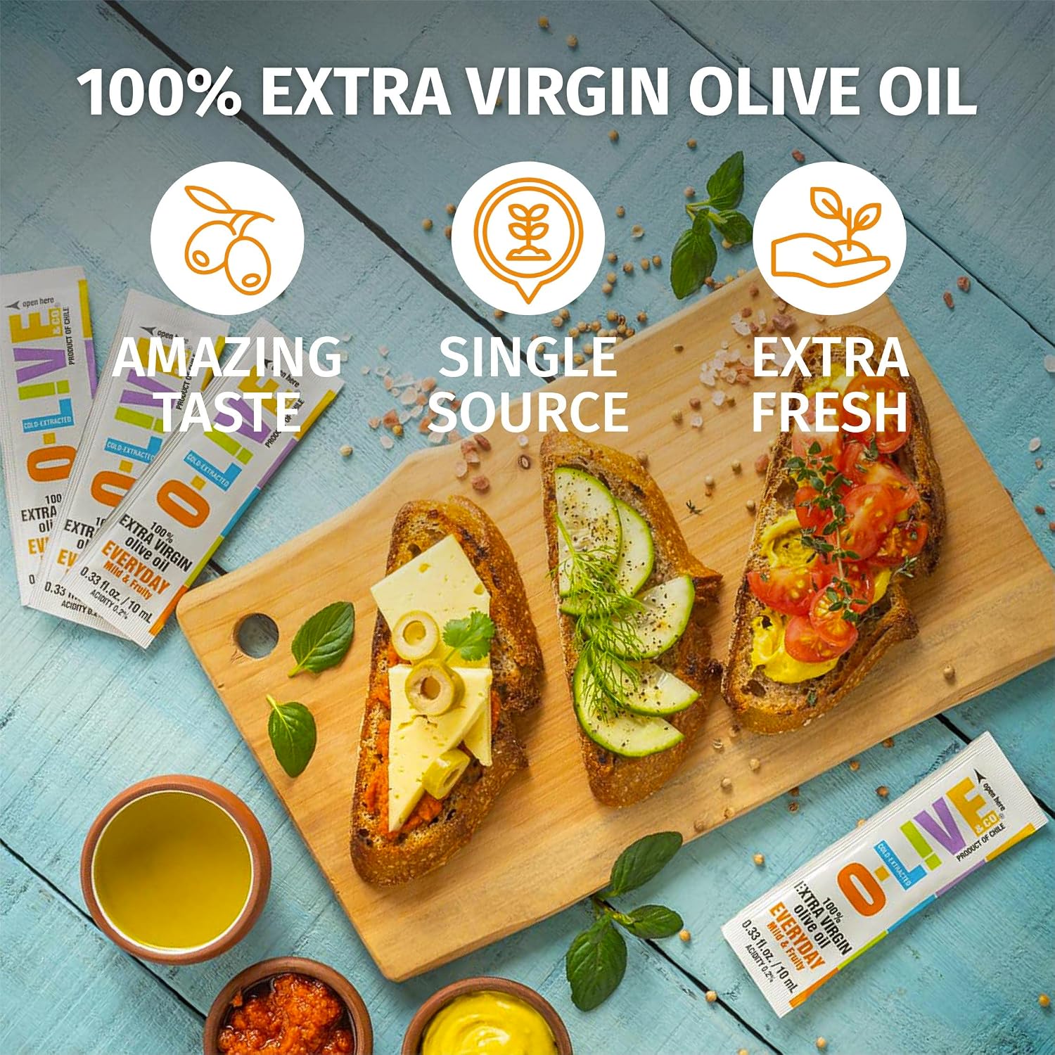 O-Live & Co. 25 Fl Oz 100% Extra Virgin Olive Oil - No Additive - Single Origin Versatile EVOO - First Cold Pressed - Polyphenol Rich - Glass Bottle - New Harvest - Award Winner