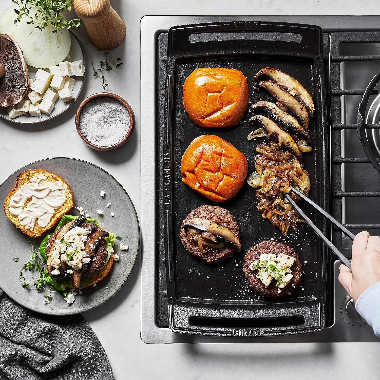 Staub Cast Iron 18.5 x 9.8-inch Plancha/Double Burner Griddle, Made in France