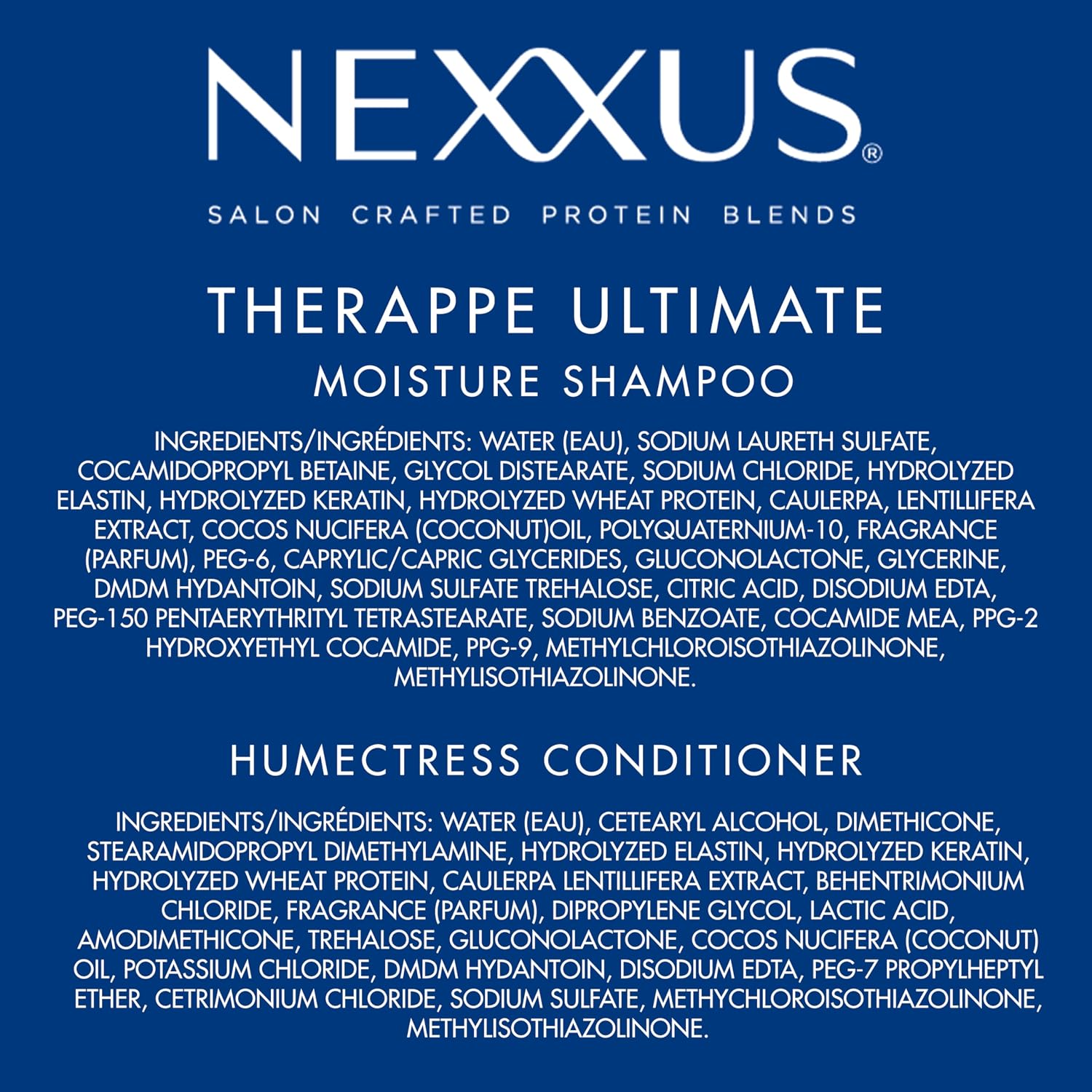 Nexxus Therappe Humectress Shampoo Conditioner 2 Count for Ultimate Moisture for Dry Hair Powered by Polysoft Hydrator Technology with Tri-lipids 33.8 fl oz